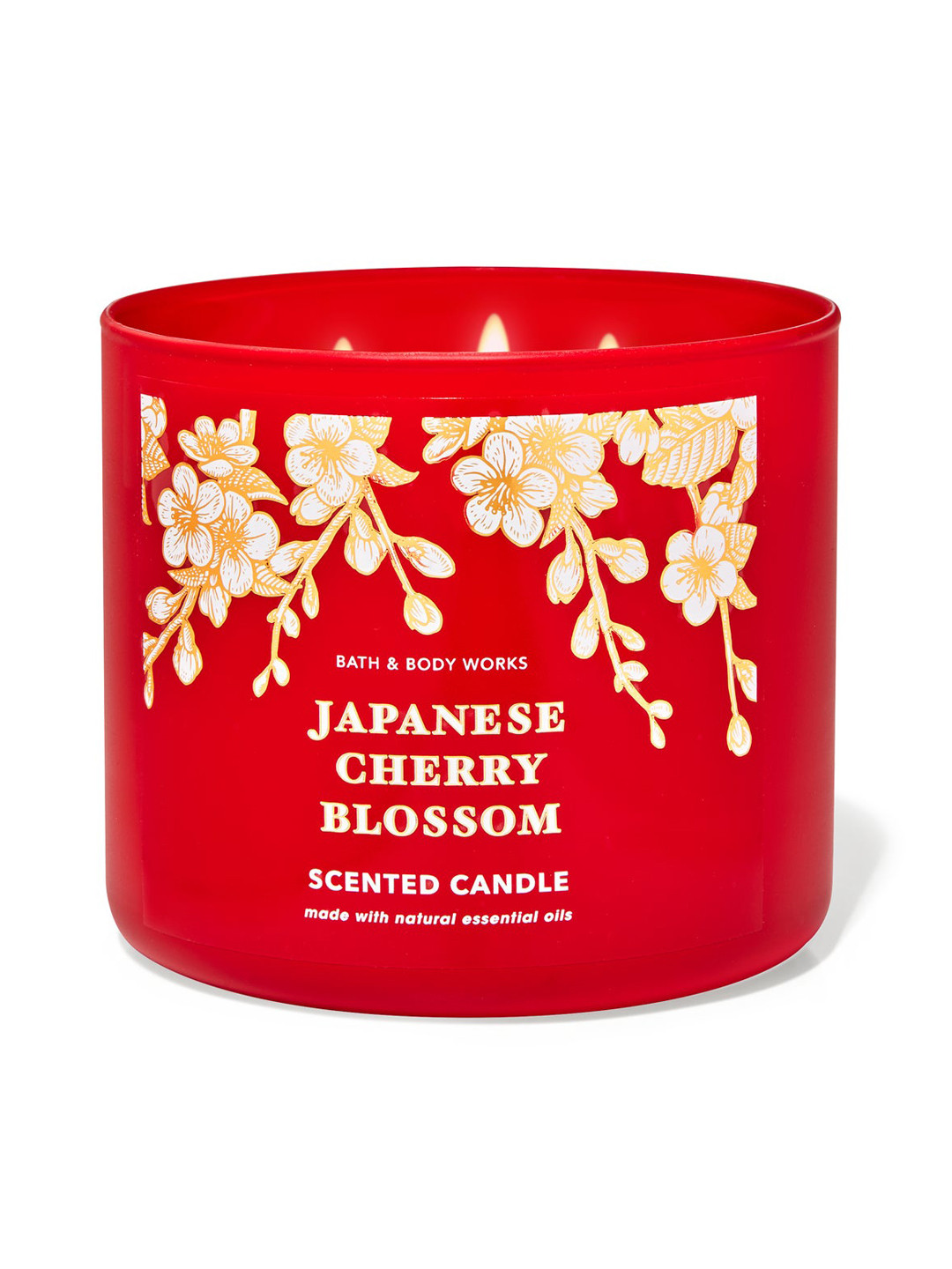Bath & Body Works Japanese Cherry Blossom 3-Wick Scented Candle with Essential Oils - 411g