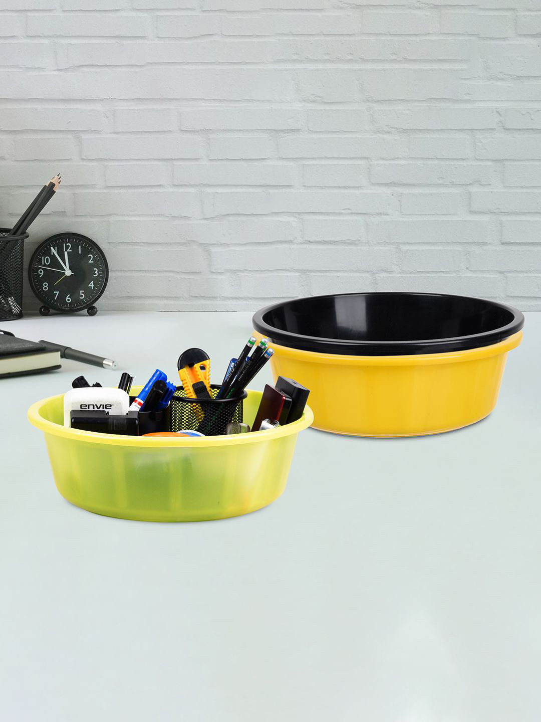 Kuber Industries Yellow 3 Pieces Multipurpose Storage Tub Organizer 6L