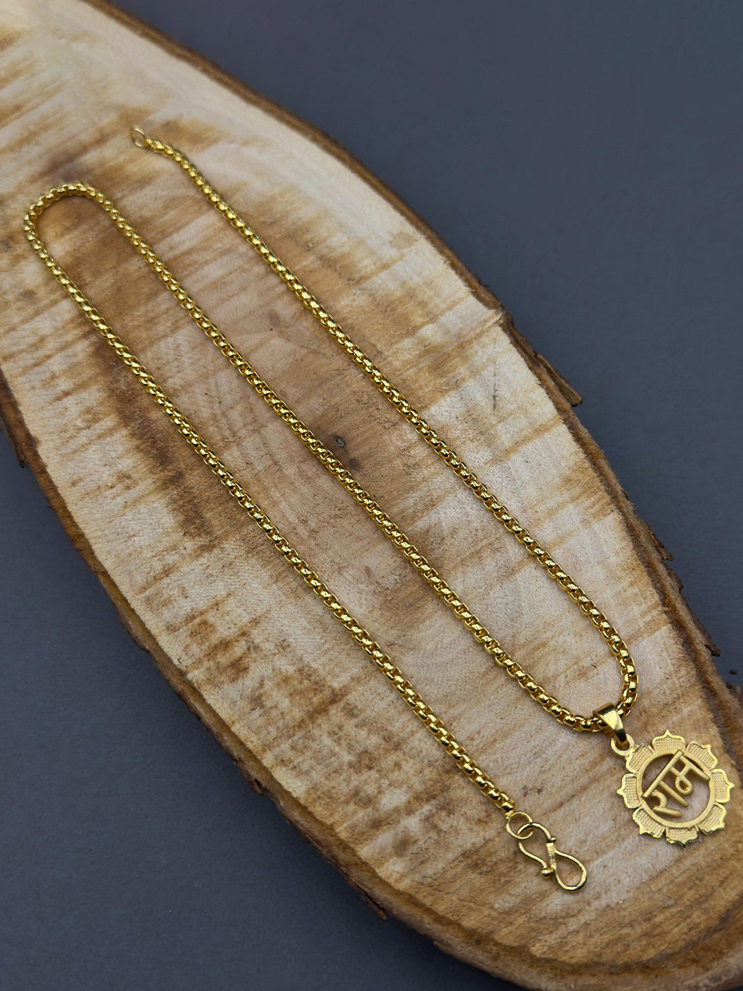 AKLINA Gold-Plated Contemporary Ram Pendants With Chain