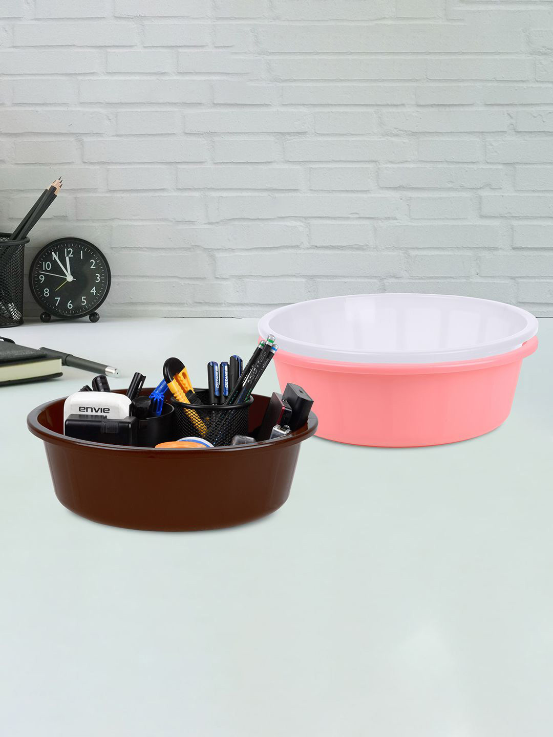 Kuber Industries Pink 3 Pieces Multipurpose Storage Tub Organizer 6L