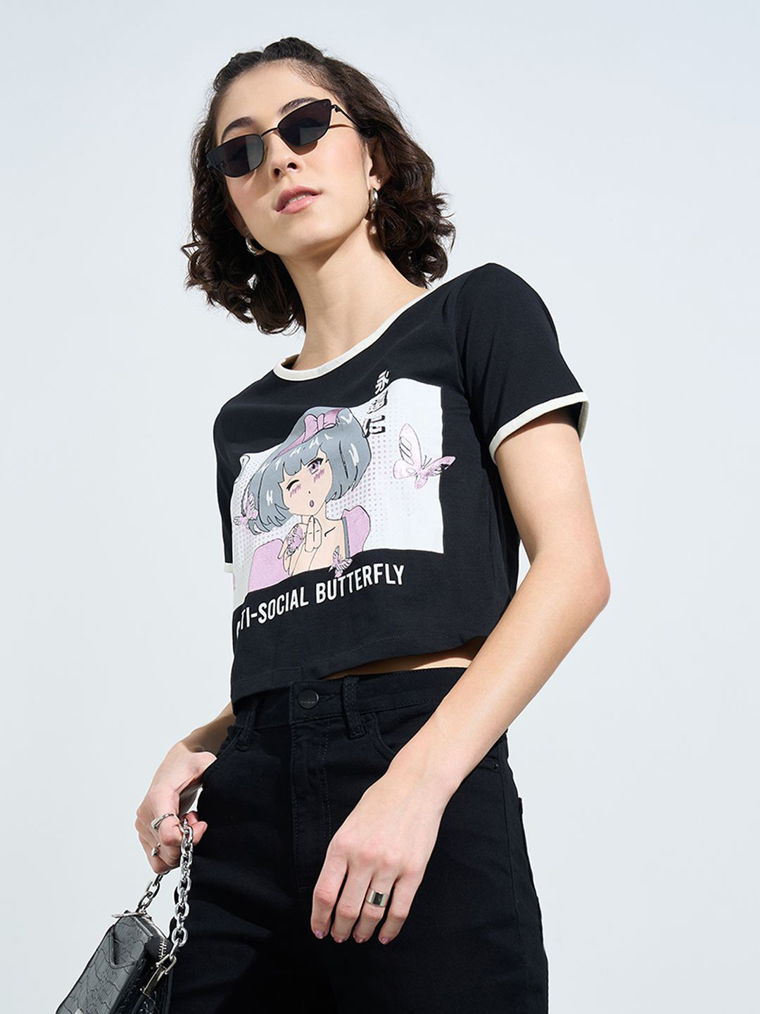 SF JEANS by Pantaloons Cotton Boxy Crop Top