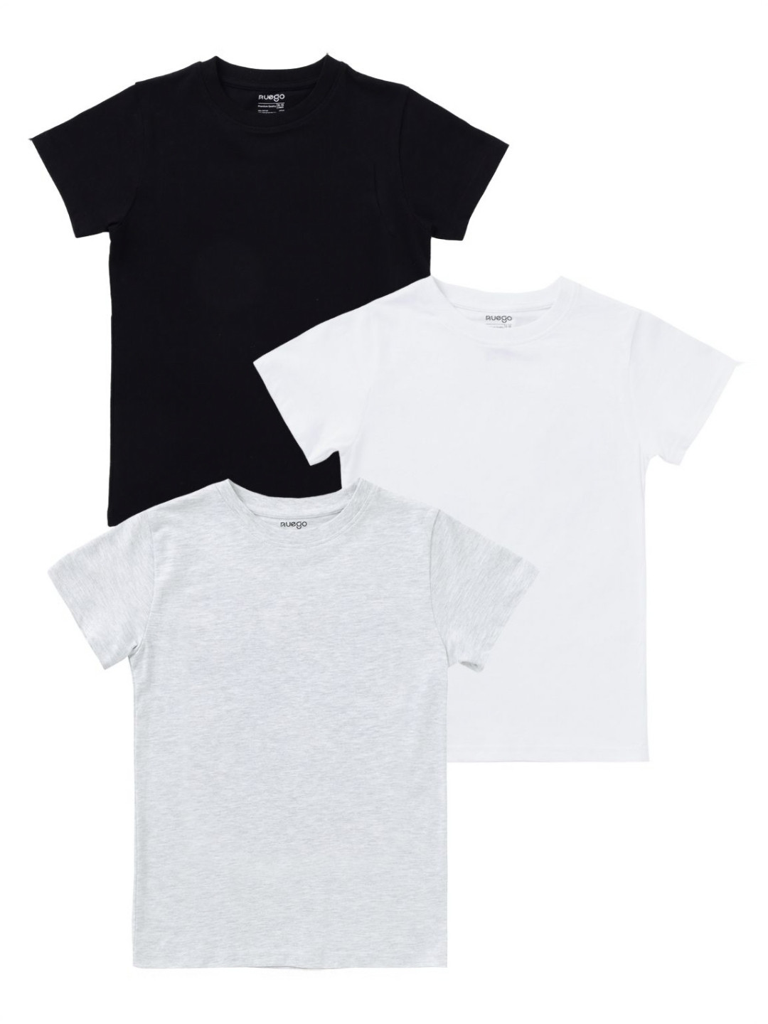 Nuego Boys Pack Of 3 Solid Bio Finish Round Neck Half Sleeve Cotton T-shirts