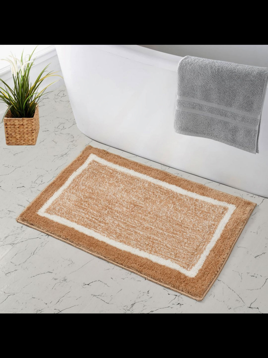 MAA HOME CONCEPT Beige & White Patterned Anti-Skid Doormat