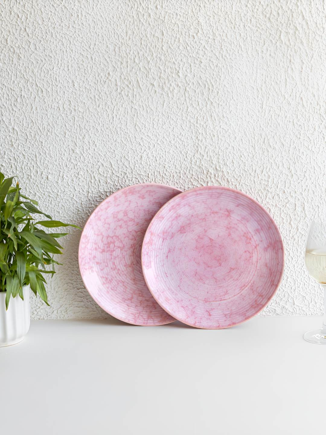 Claymistry Pink 2025 2 Pieces Ceramic Microwave Safe Glossy Plates