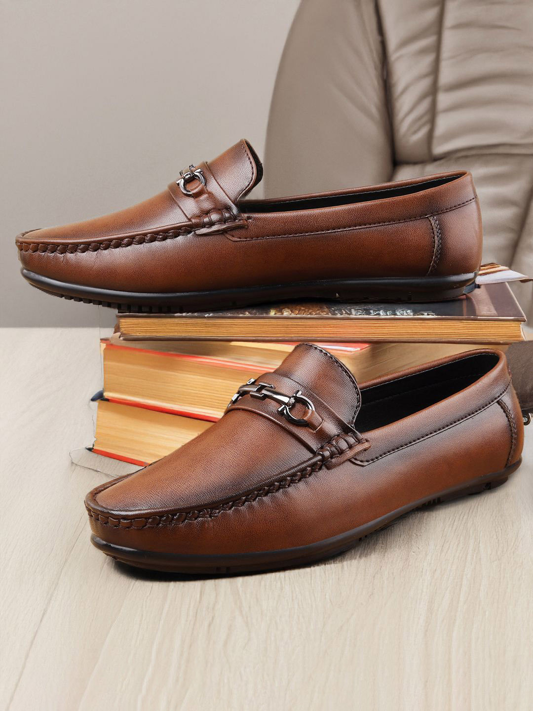 Mast & Harbour Men Solid Square Toe Slip-On Velvet Lofars