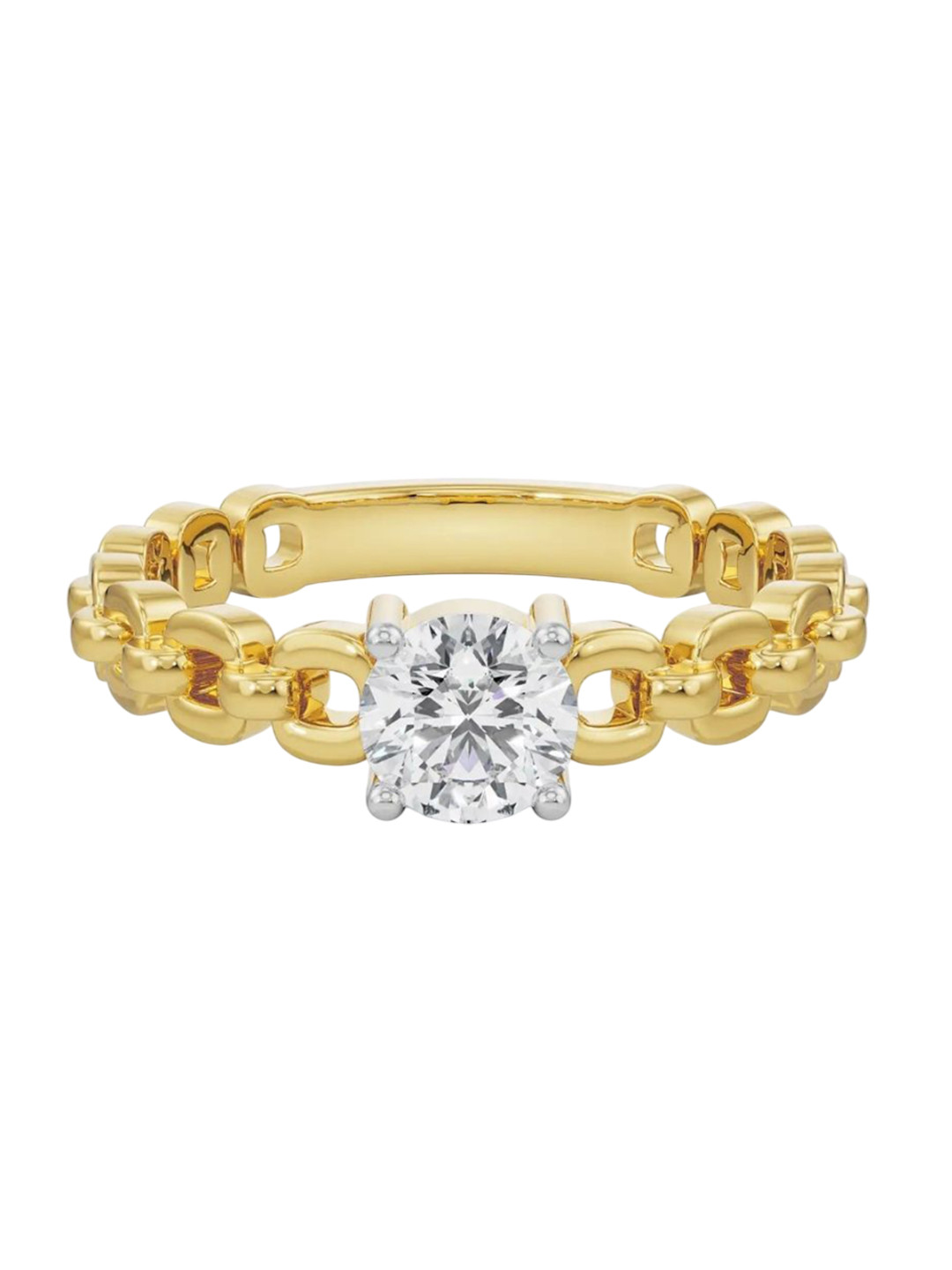 Emori Chain Solitaire Lab Diamond Ring in 18KT Gold