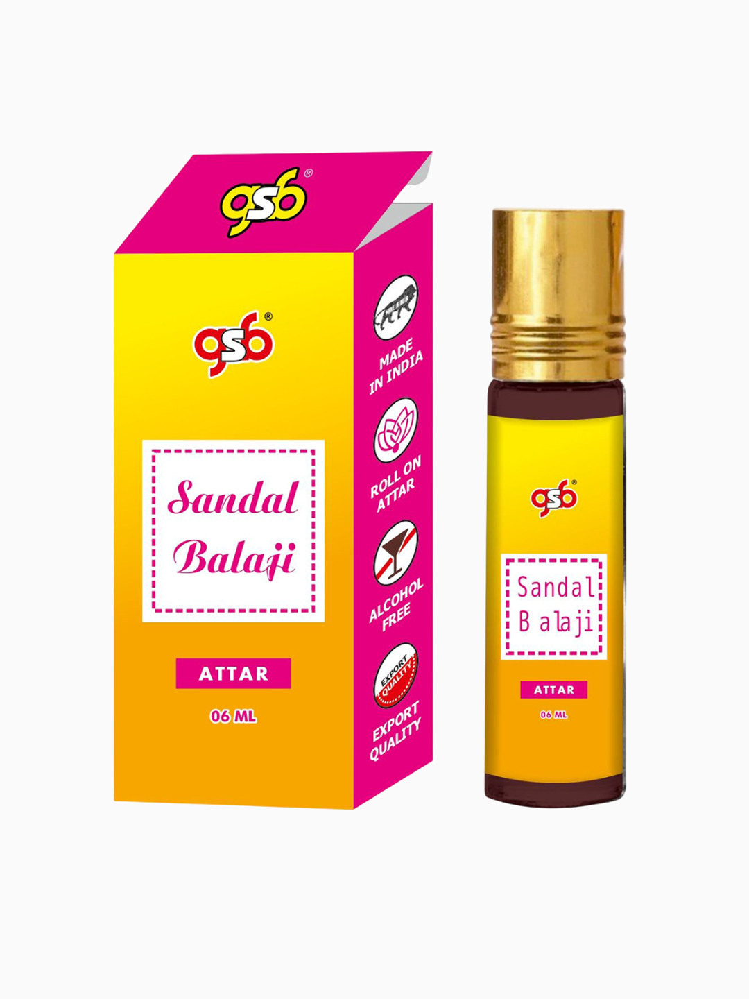GSB Sandal Balaji Alcohol Free Long Lasting Roll On Attar - 6 ml