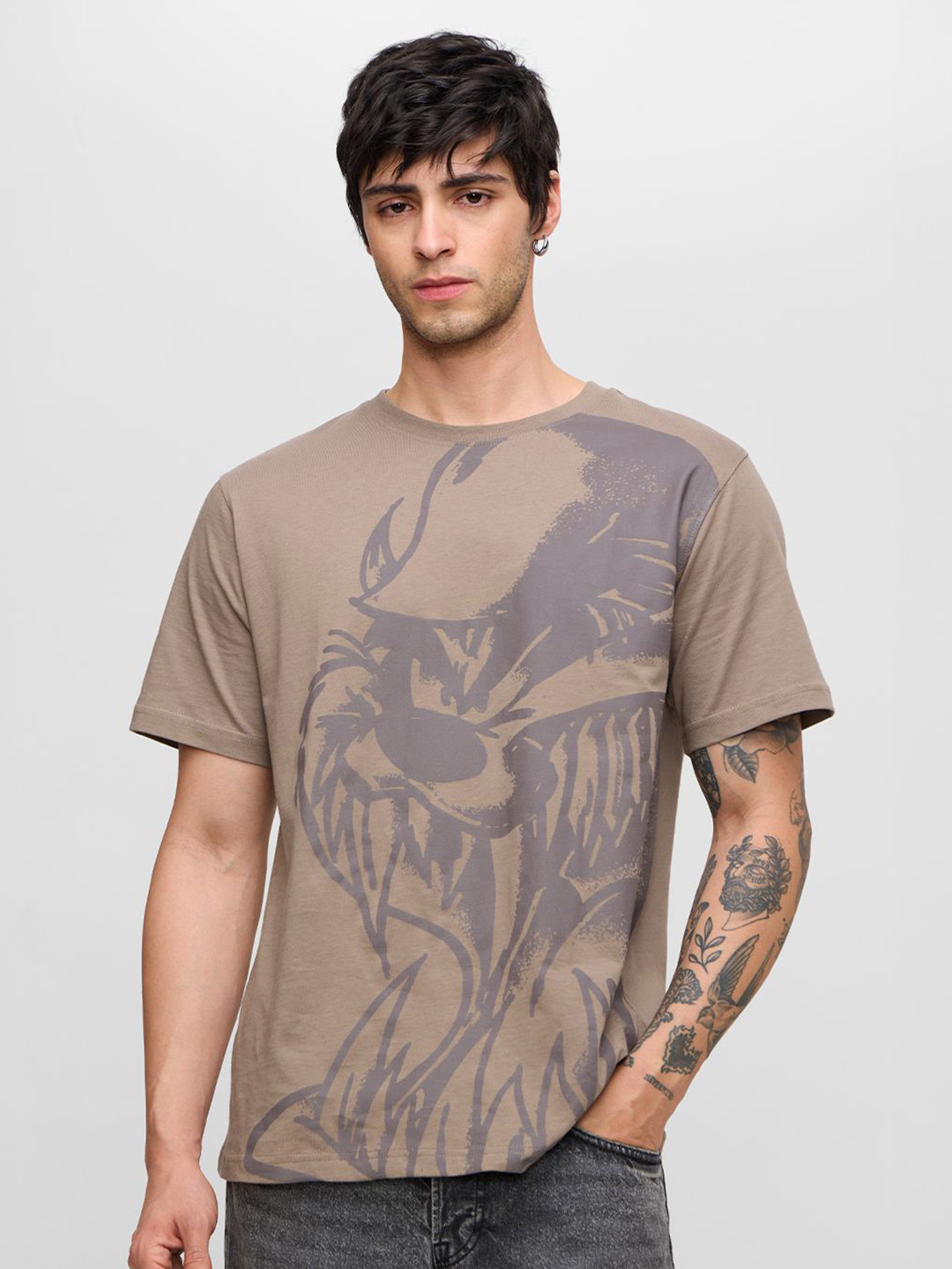 The Souled Store Official Men Looney Tunes: Taz Brown Regular Fit T-Shirts