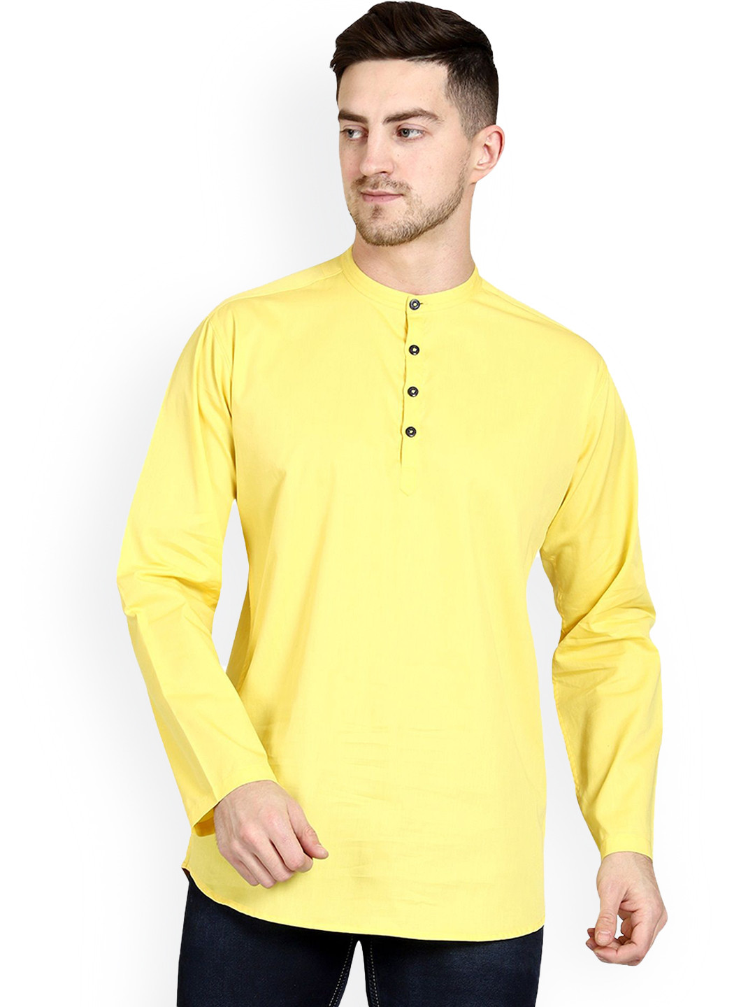 MADE IN THE SHADE Band Collar Pure Cotton Straight Kurta