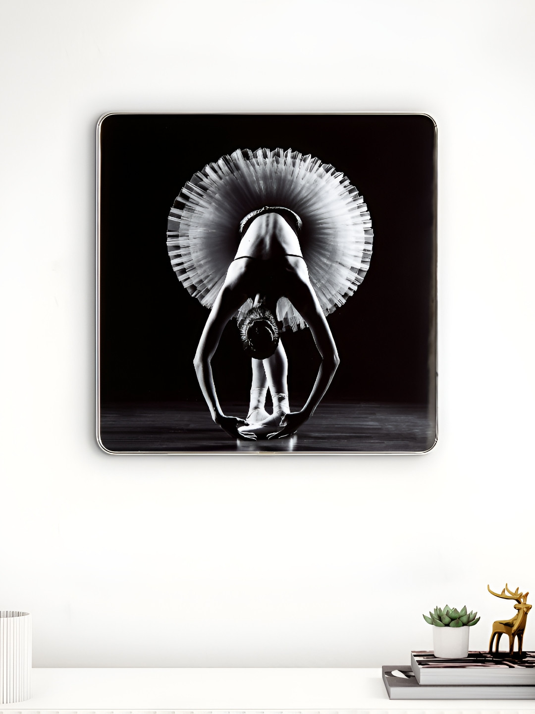 Home Centre Black & Grey Ballerine Wooden Printed MDF Wall Photo Frame