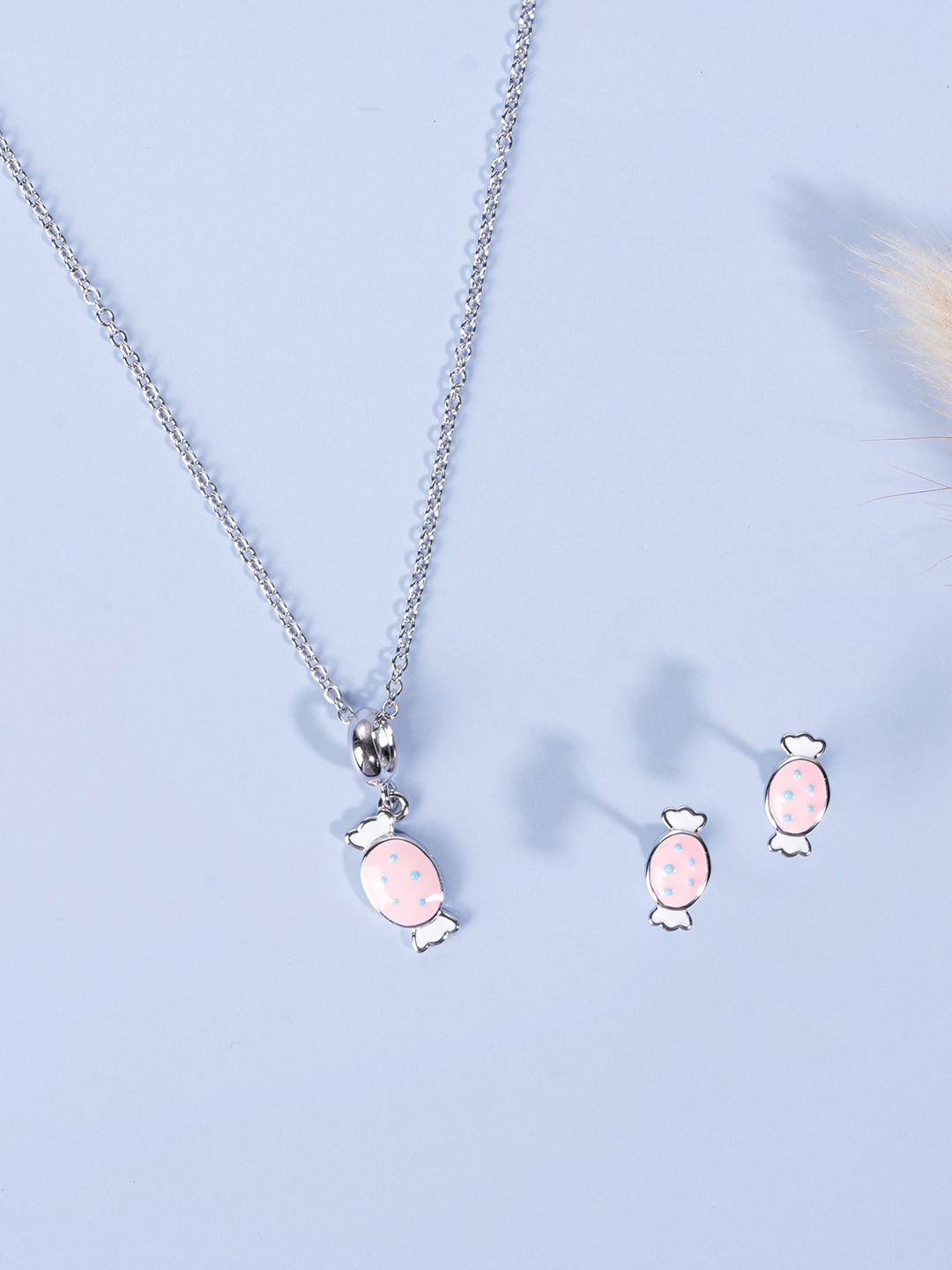 GLYTERS 925 Sterling Silver Rhodium-Plated Sweet Treat Jewellery Set