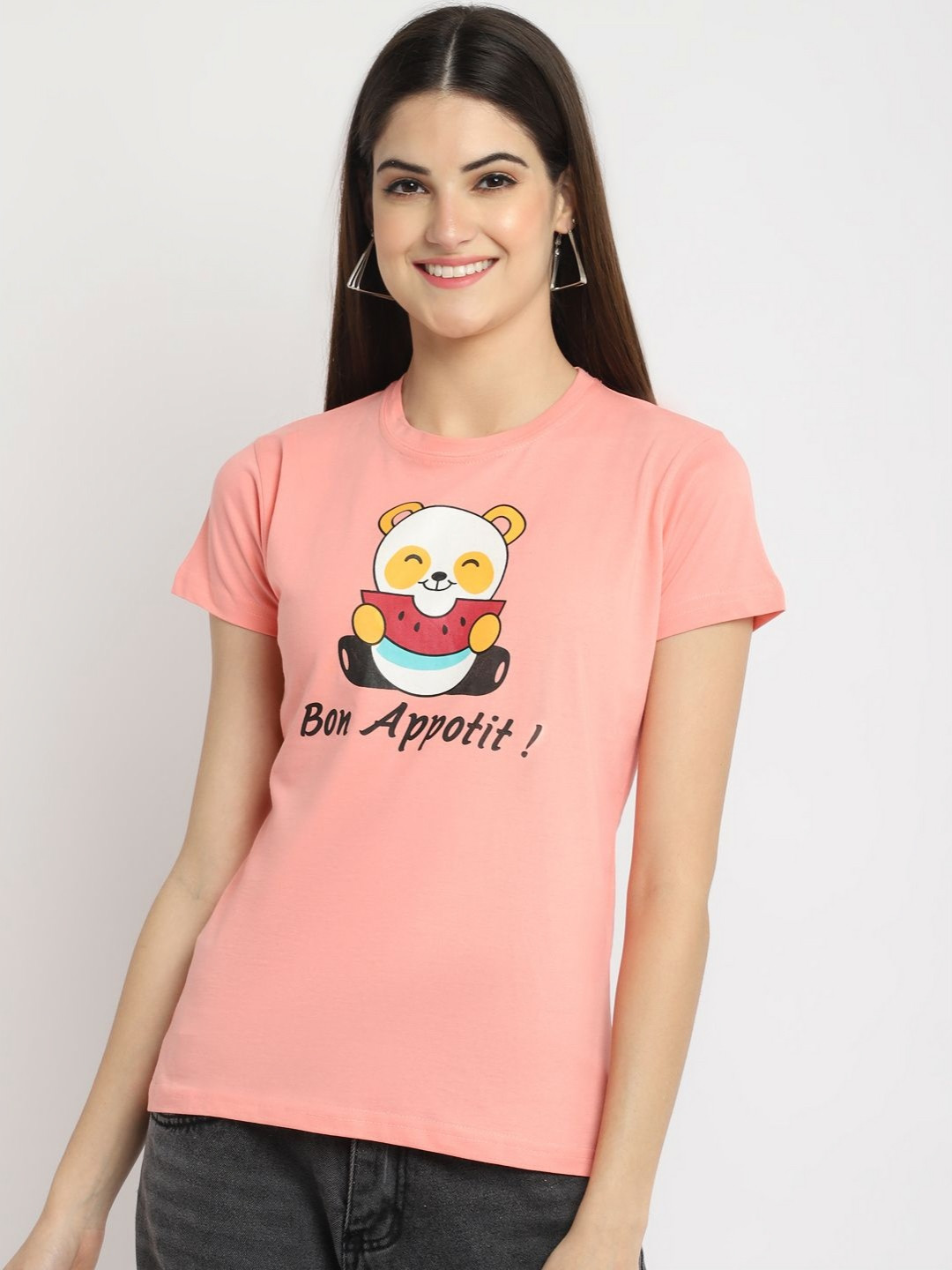 Tromko Women Typography Printed Round Neck Regular Fit Cotton T-shirt