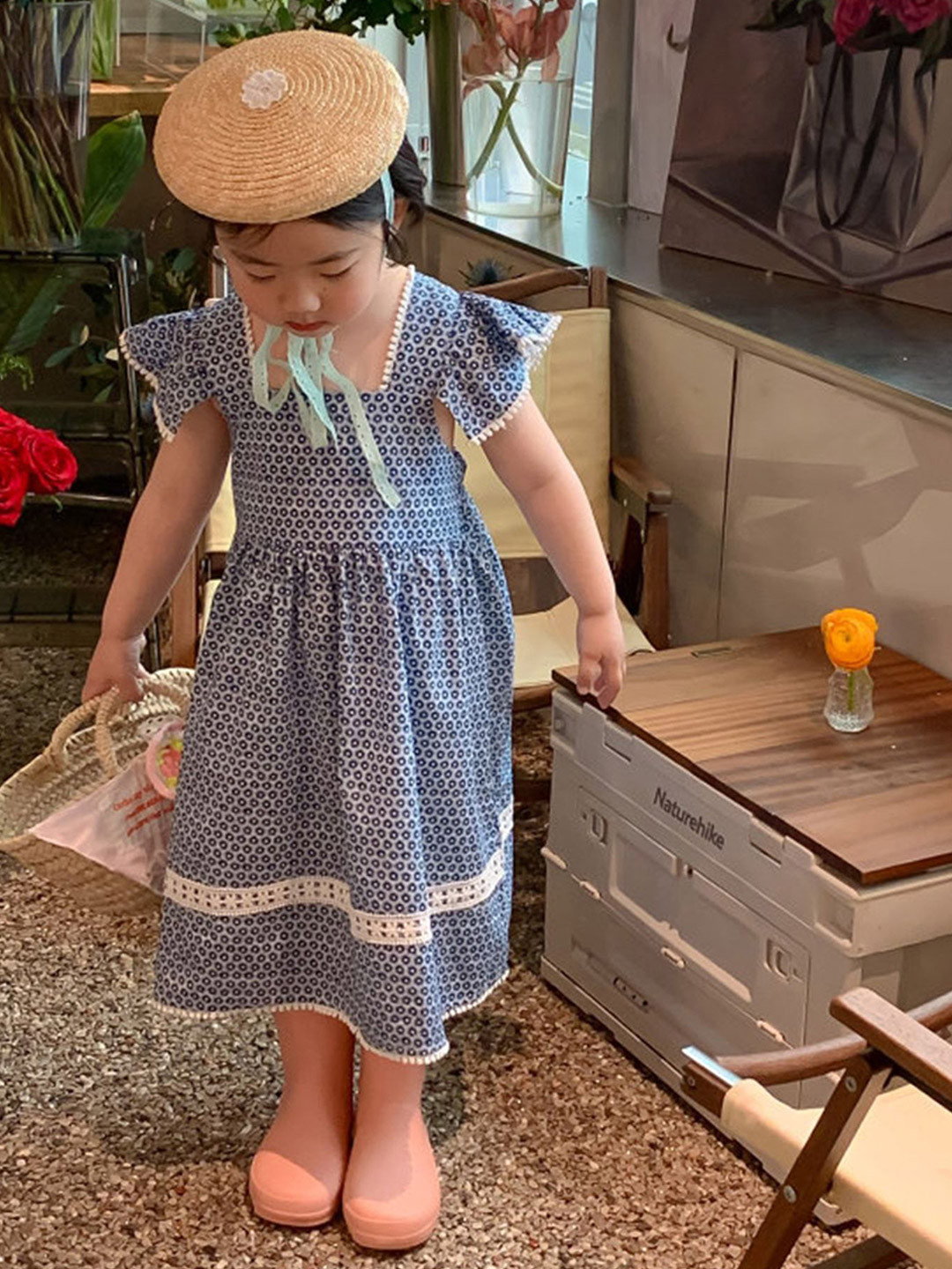 LULU & SKY Girls Printed Cap Sleeve Empire Miidi Dress