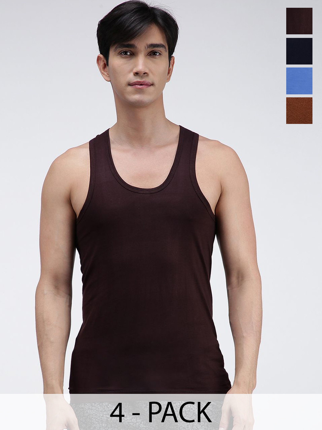 AMUL COMFY Pack Of 4 Pure Cotton Undershirt Innerwear Vests AC-CVESTRN-LB-NY-AF-CB-S-4PC