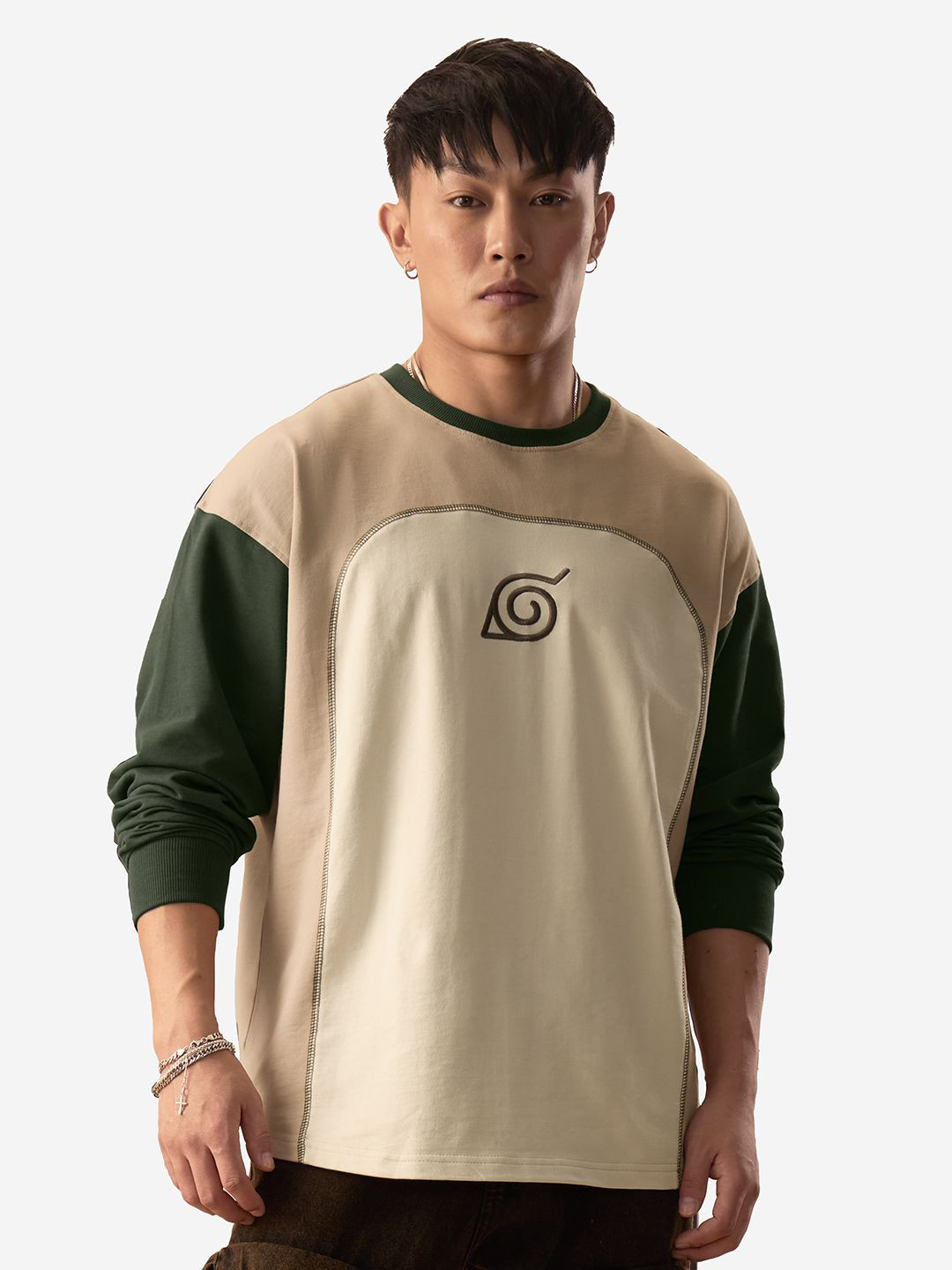 The Souled Store Official Men Naruto Shippuden: Konoha Multicolor Oversized Fit T-Shirt