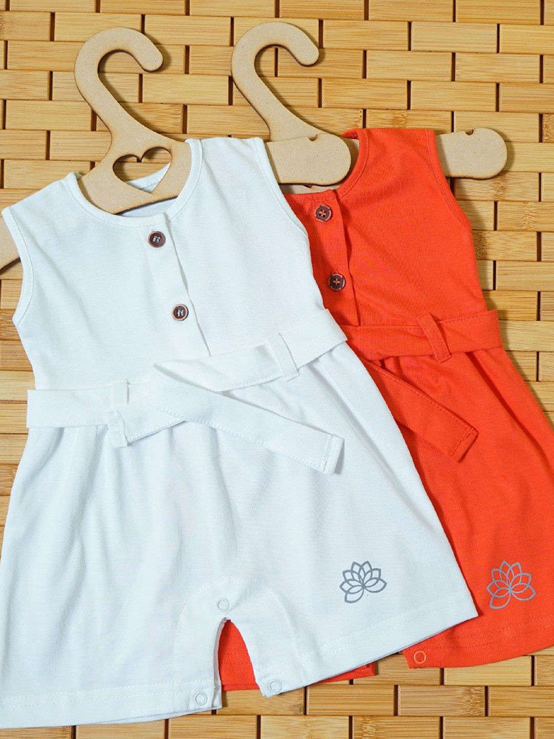 THE MAPLES FASHION Infant Girls Pack of 2 Hosiery Cotton A-Line Dress With Belt