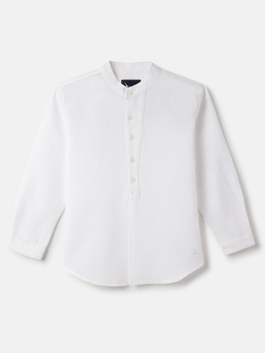 Blue Giraffe Boys Solid Band Collar Full Sleeve Shirt