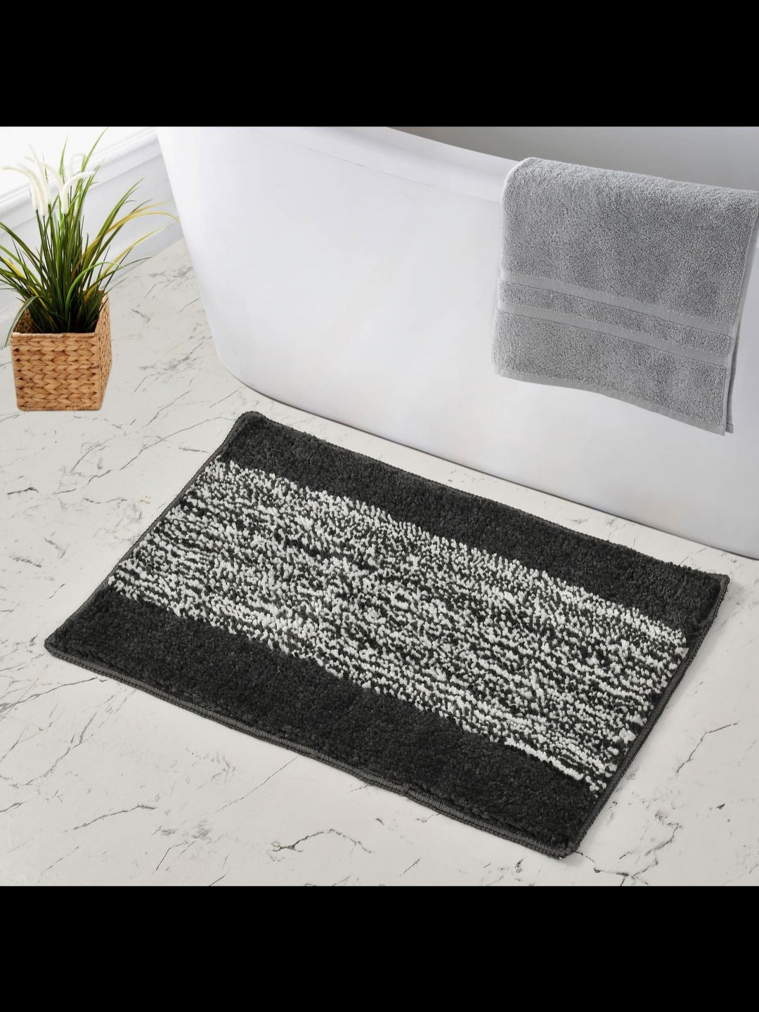 MAA HOME CONCEPT Grey & White Self-Designed Anti Skid Doormats