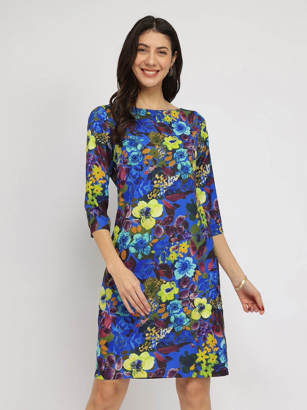 FableStreet Women Floral Shift Dress - Blue