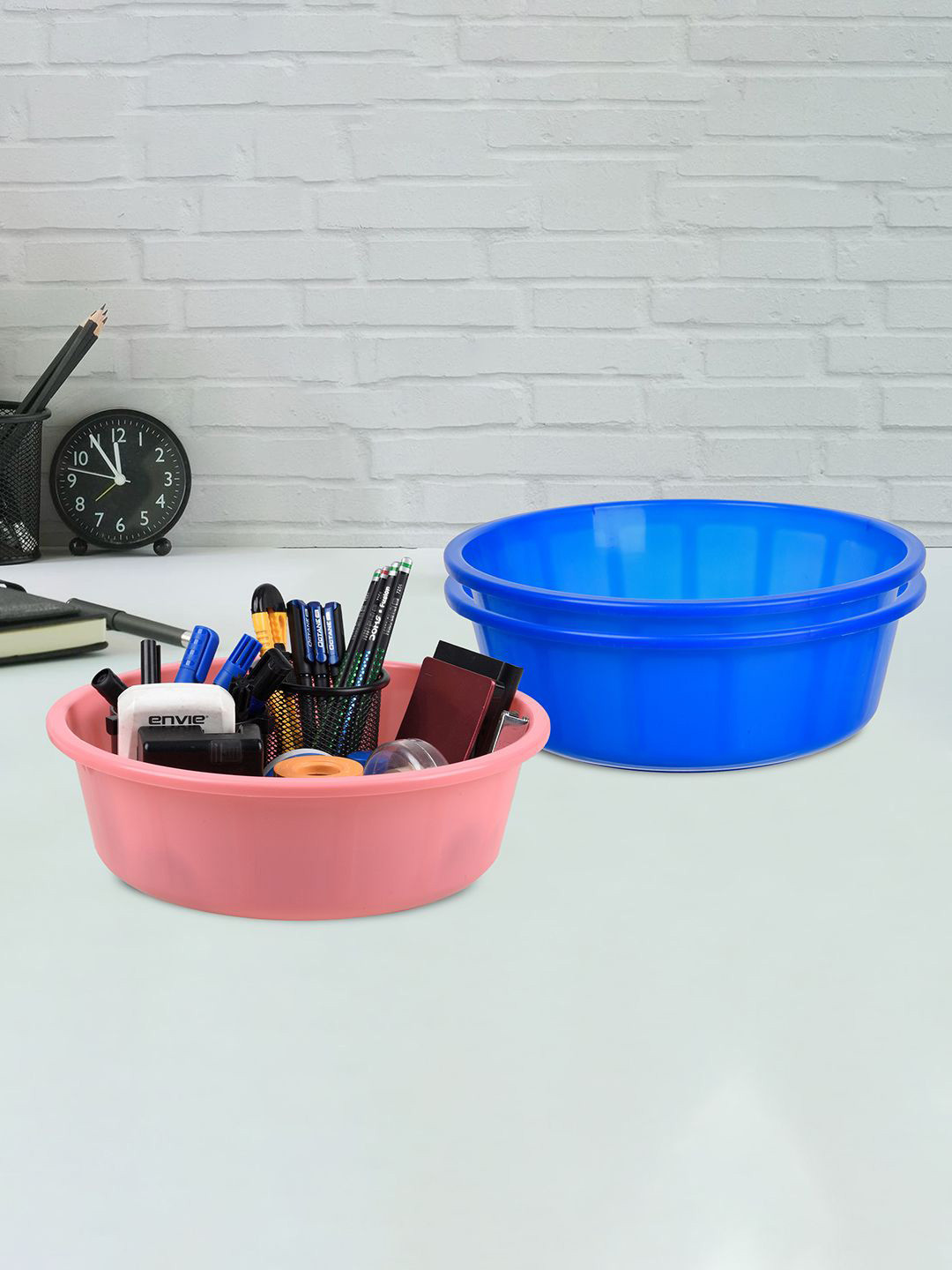 Kuber Industries Blue & Pink 3 Pieces Regular Desk Organisers 6L Each