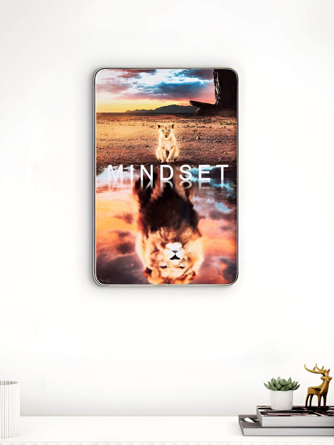 Home Centre Red & Yellow Motive Wooden Quote Printed MDF Wall Photo Frame