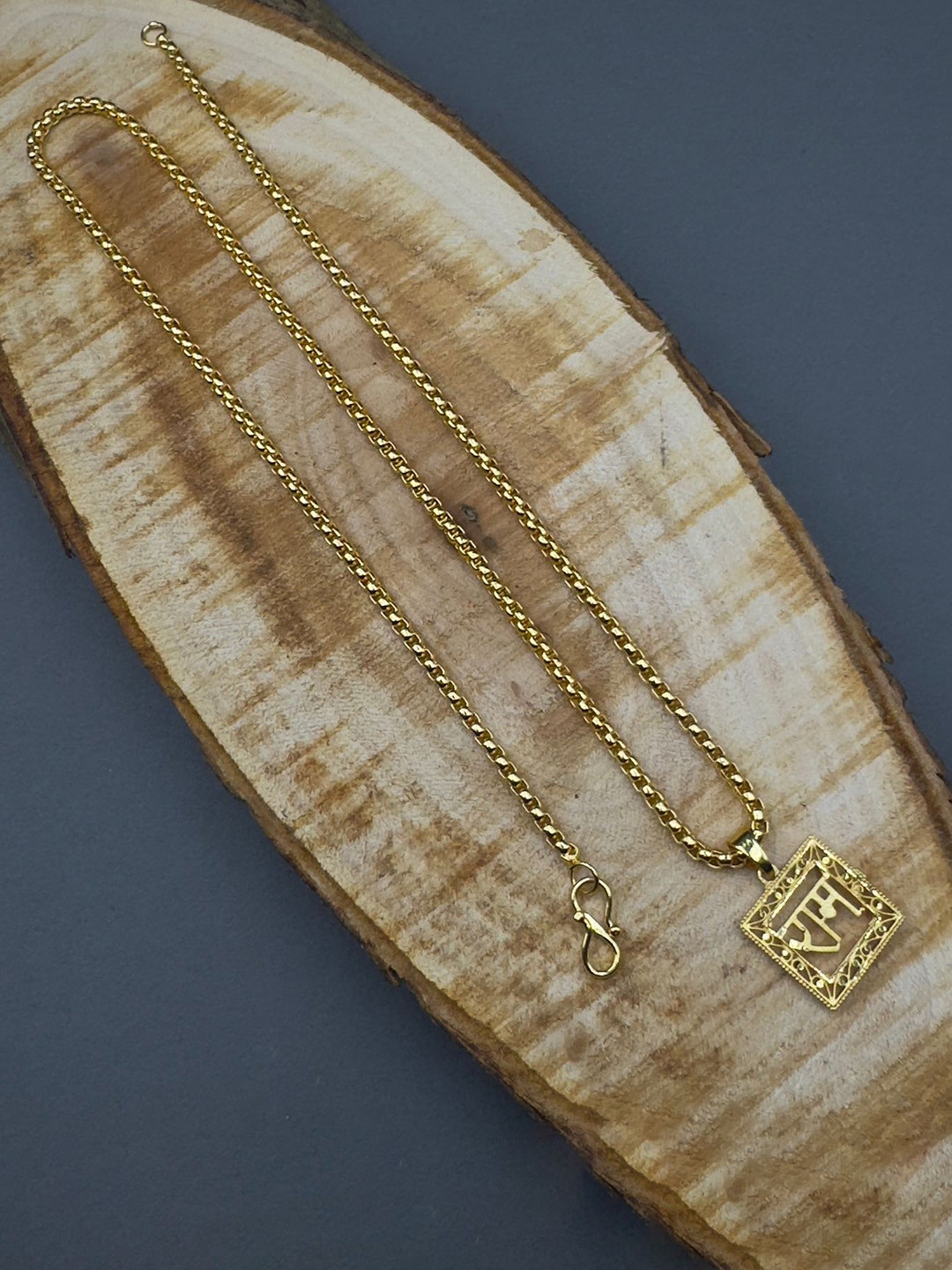 AKLINA Gold-Plated Square Ram Pendants With Chain