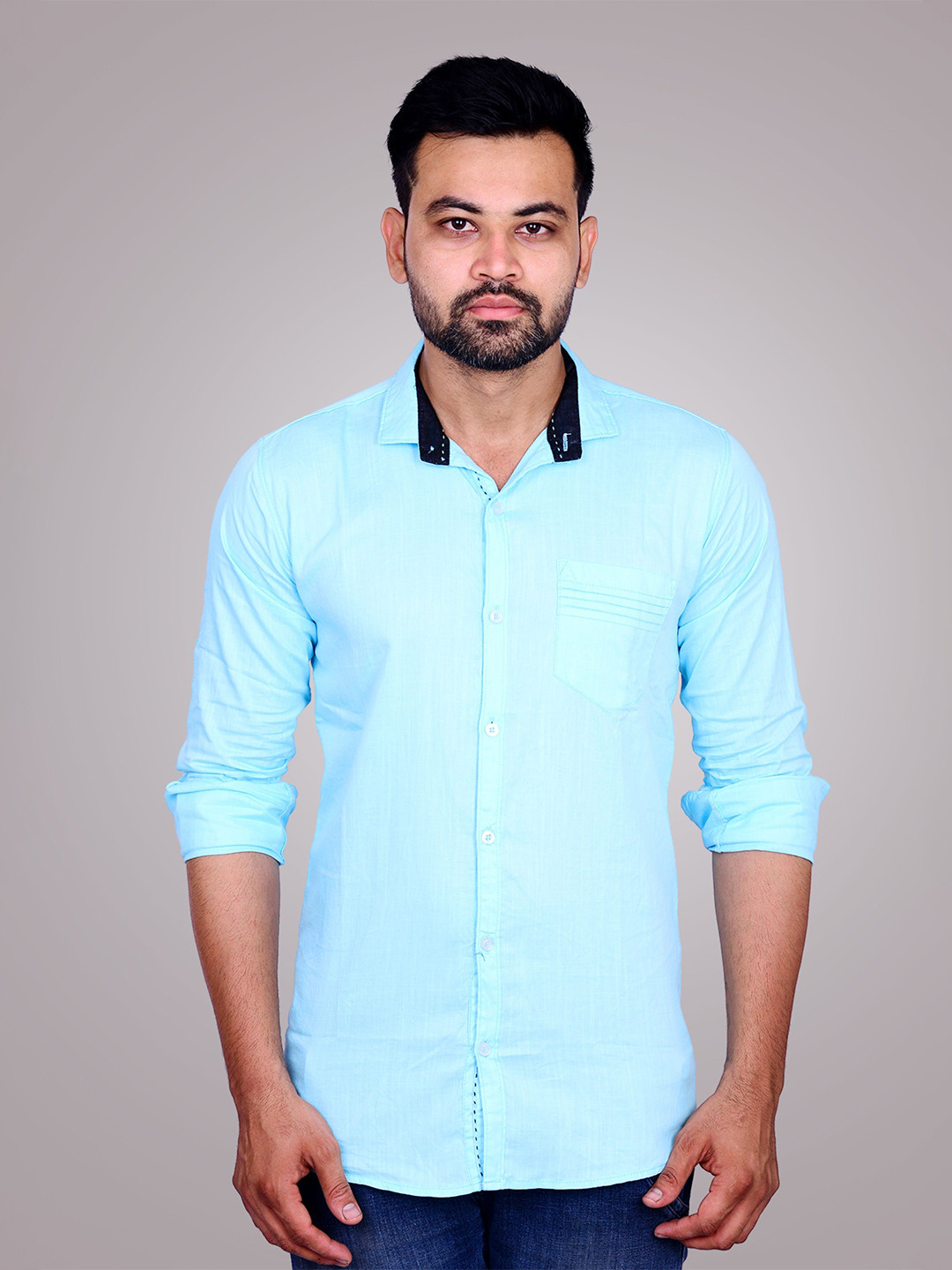 LA MILANO Men India Slim Fit Spread Collar Solid Cotton Casual Shirt