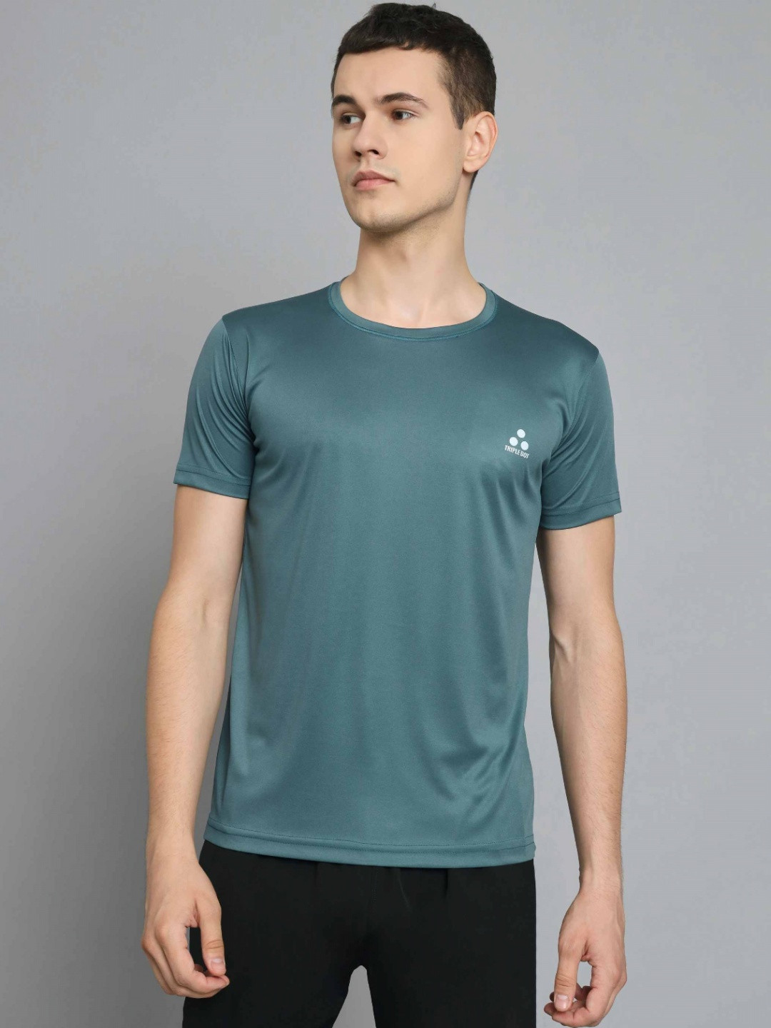 Triple Dot Men Bio Finish Solid Round Neck Cotton T-shirt