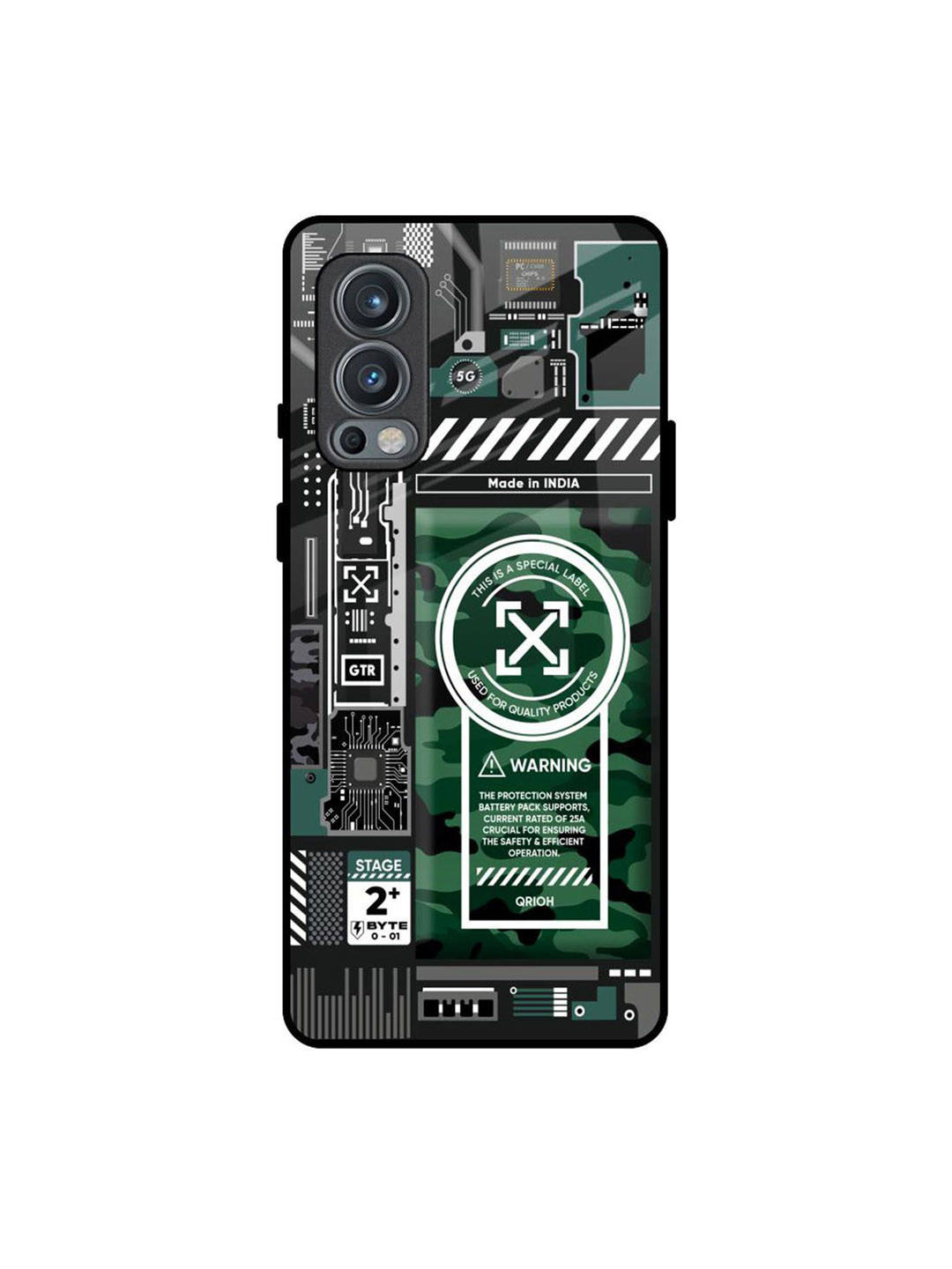 QRIOH Green Camo Circuit Printed Oneplus Nord 2 Back Case