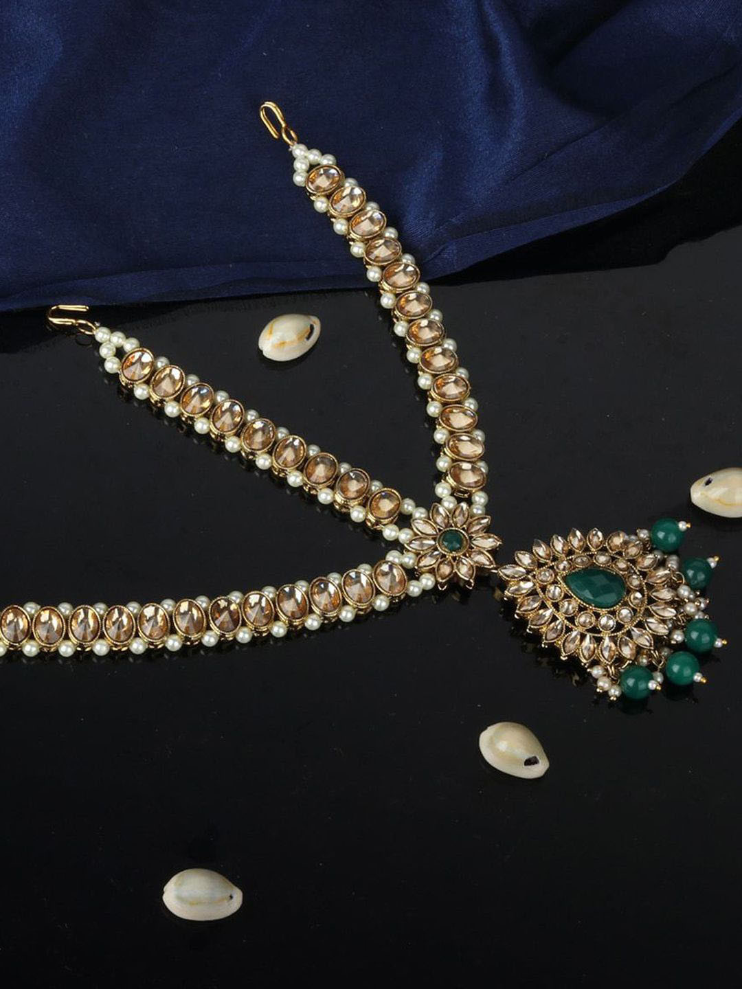 Anouk Gold-Plated Artificial Stones Studded and Beaded Matha Patti