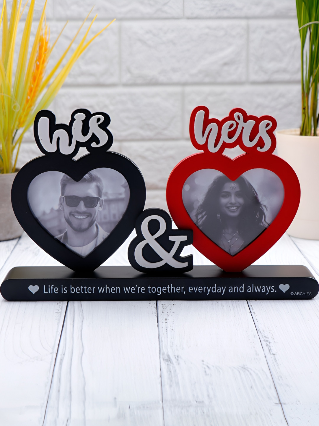 Archies Red & Black Printed Wooden Table Photo Frame