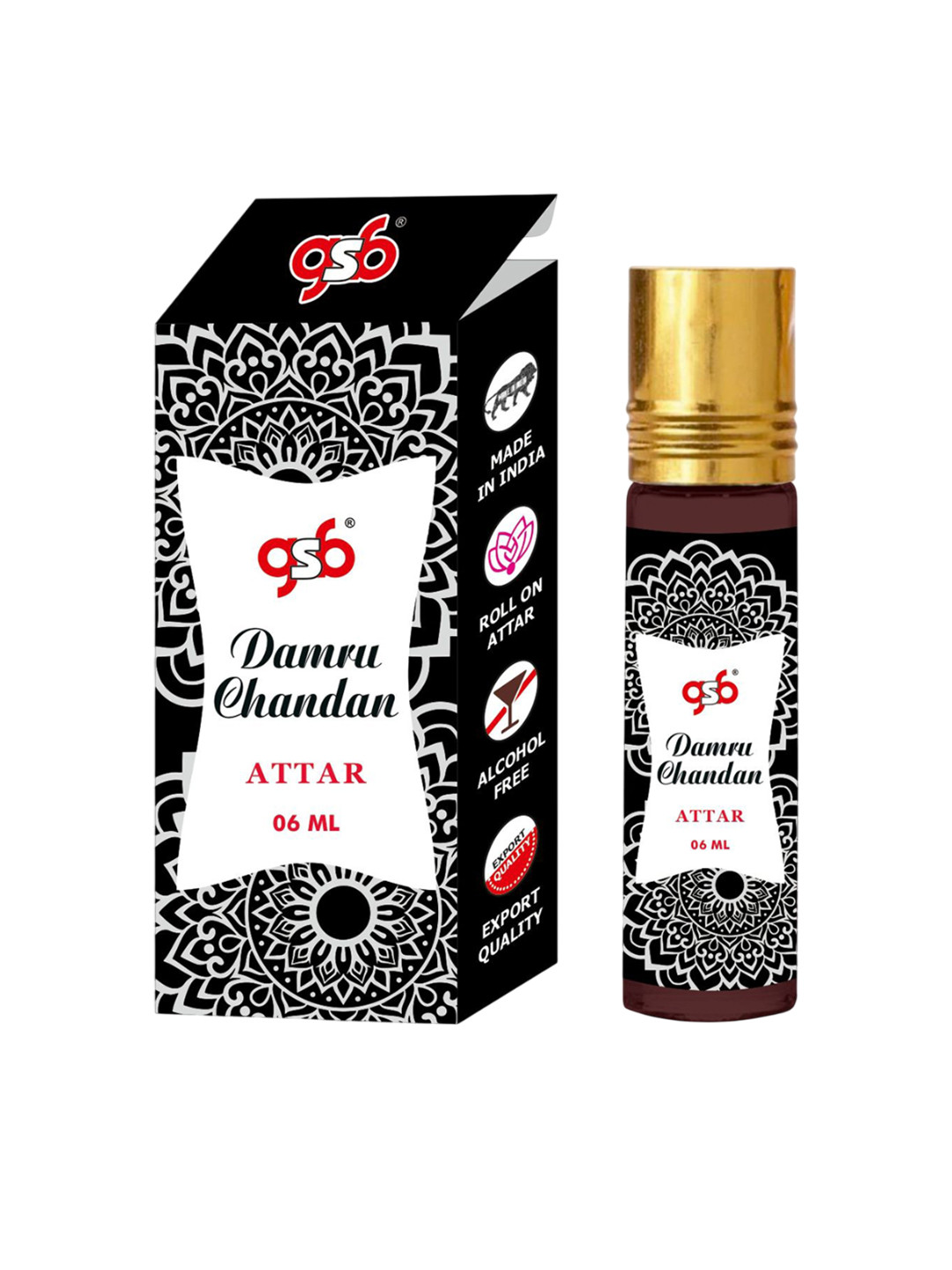 GSB Damru Chandan Natural And Alcohol Free Roll On Attar - 6 ml