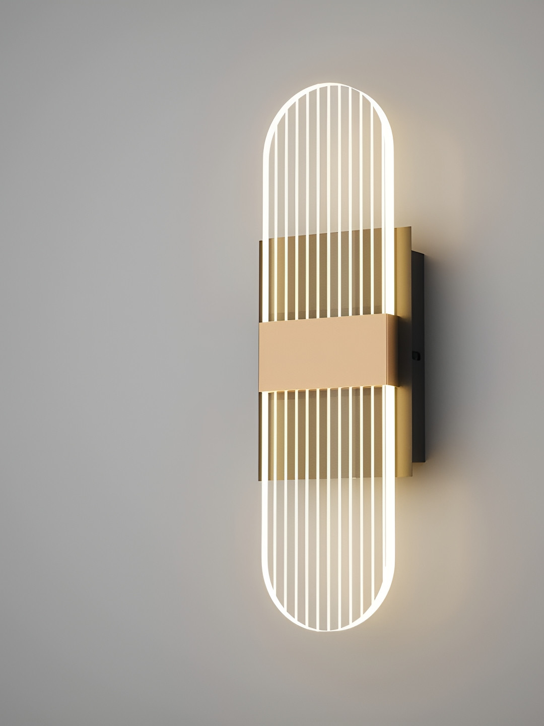 GAUVIK Gold-Toned And White Textured Aluminium Rectangle Shaped 15 Watts Wall Lamp