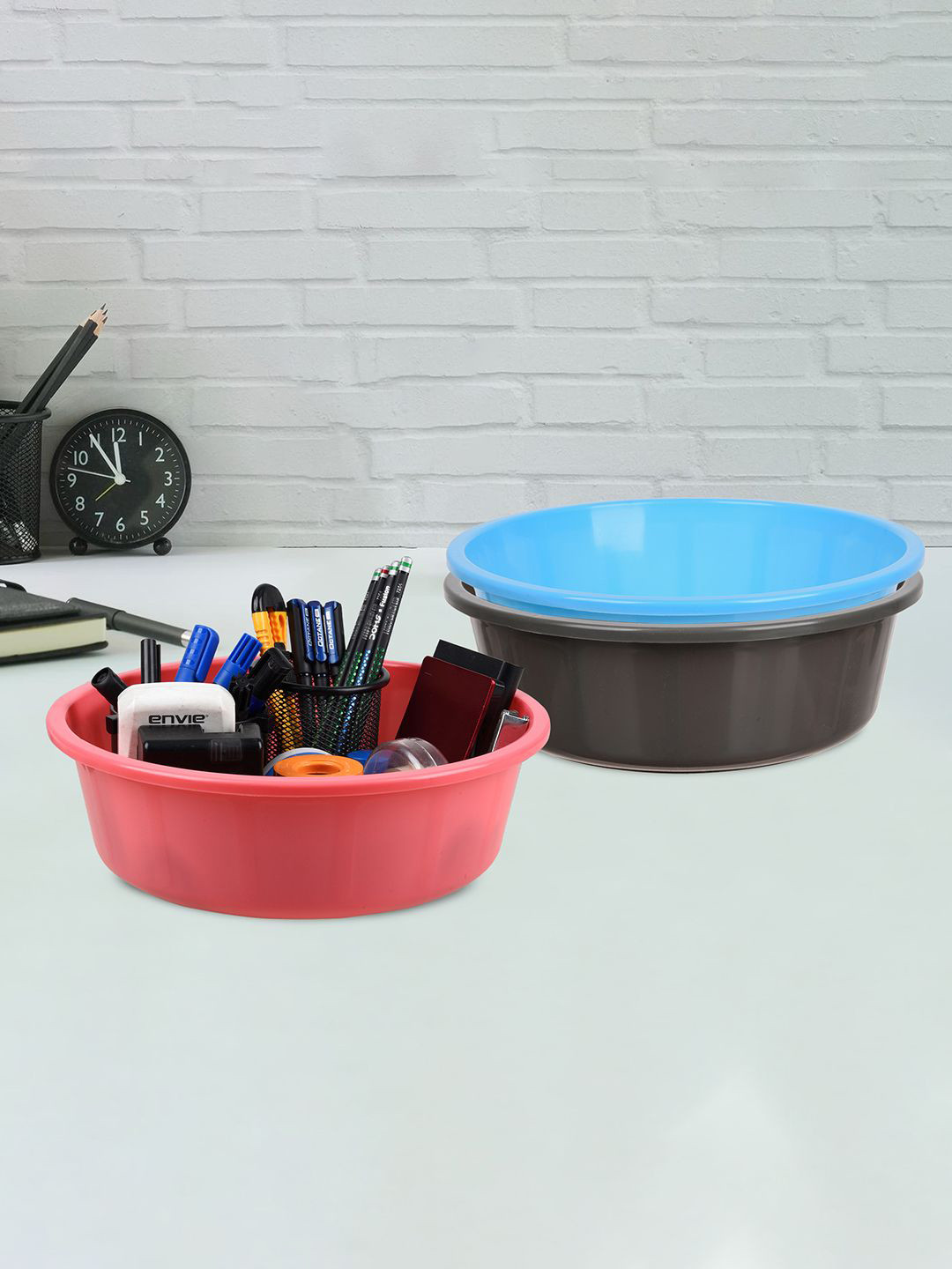 Kuber Industries Grey & Blue 3 Pieces Regular Desk Organisers