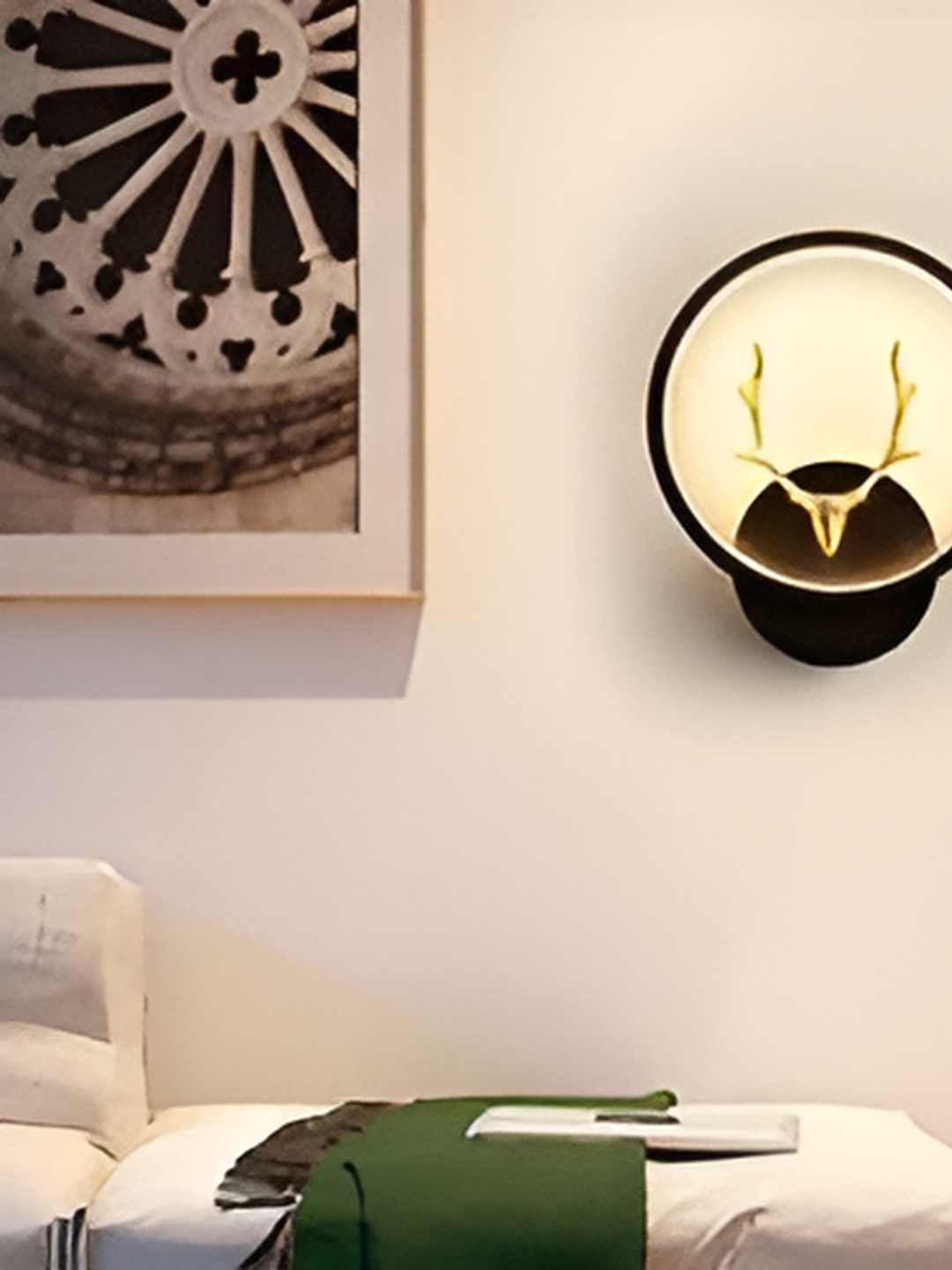 GAUVIK Black And Gold Toned Printed Spherical Shaped Acrylic Hiran LED Wall Lamp