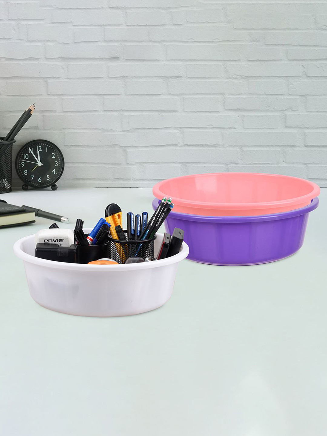 Kuber Industries Purple & Light Pink 3 Pieces Multi-Utility Organisers 6 L Each