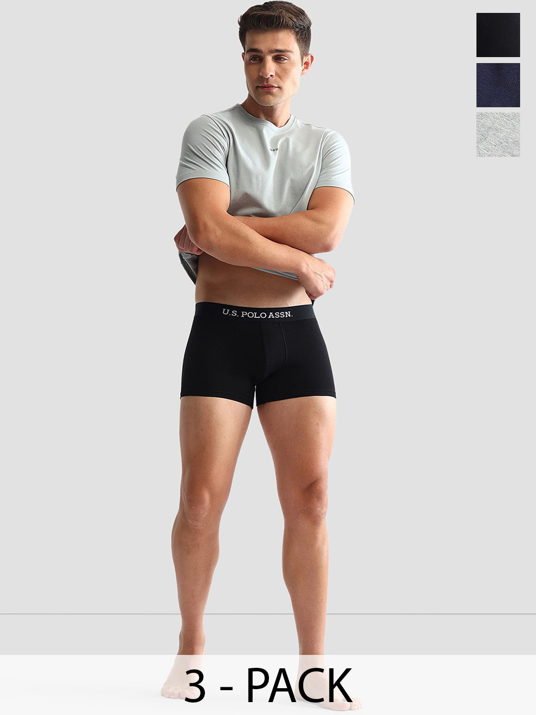 U.S. Polo Assn. Men Pack Of 3 Anti-Microbial Underwear Trunks - OET13-ZNG-P3