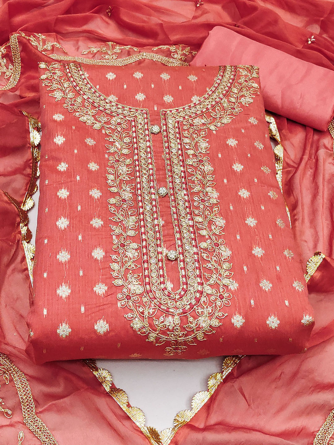 SAINOOR Woven Design Semi-Stitched Dress Material