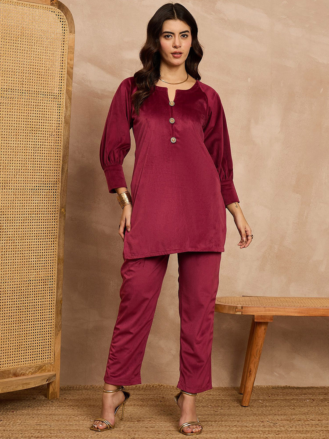 all about you Notch-Neck Top With Trousers