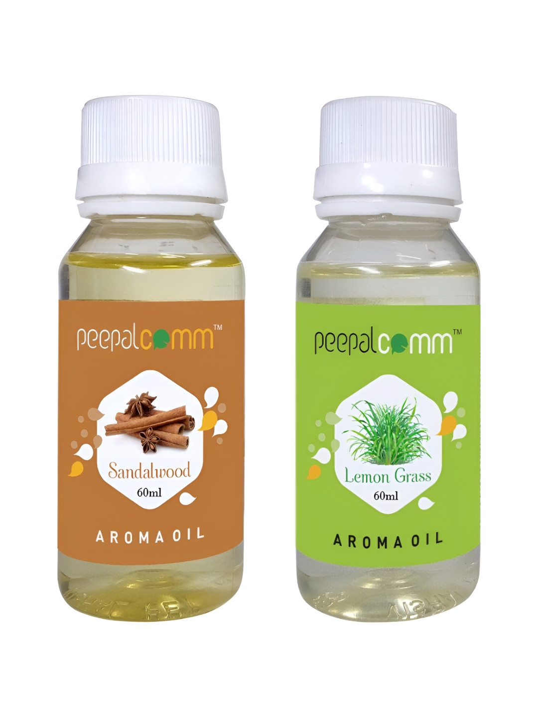 PEEPALCOMM Set Of 2Transparent Sandalwood & Lemongrass Aroma Oils - 60 ml
