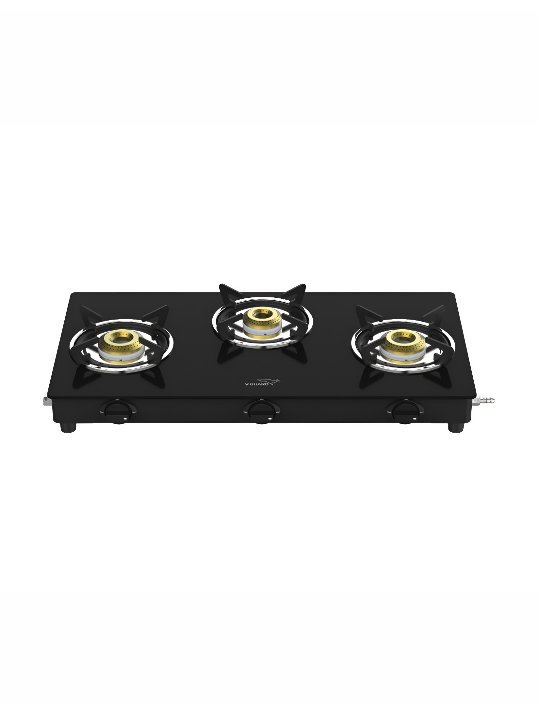 V-Guard Black 3 Burners Glass Manual LPG Gas Stove
