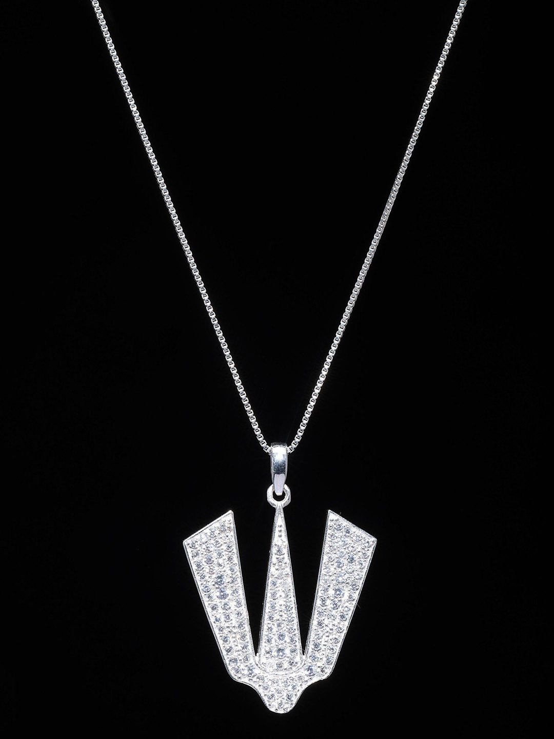 Exotic India Sterling Silver Tirupati Balaji Tilak Pendant with Cubic Zirconia