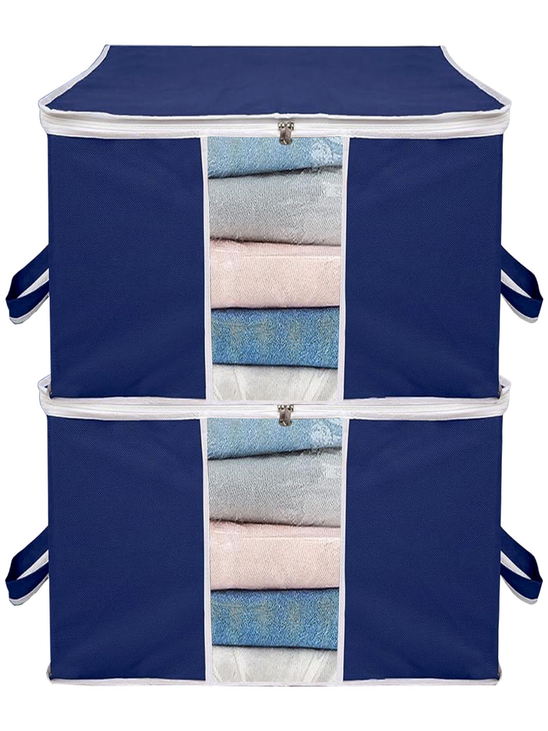 ANKIT INTERNATIONAL Navy Blue & White 2 Pieces Super Strong Multi-Utility Organisers