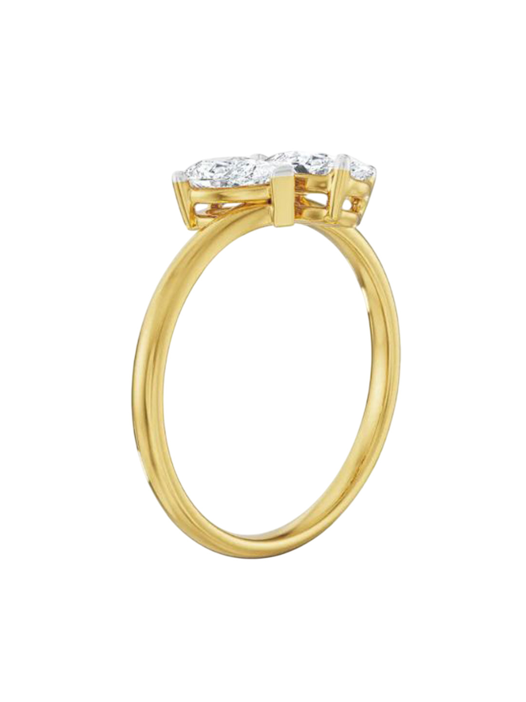 Emori Two Stone Pear Solitaire Lab Diamond Ring in 18KT Gold