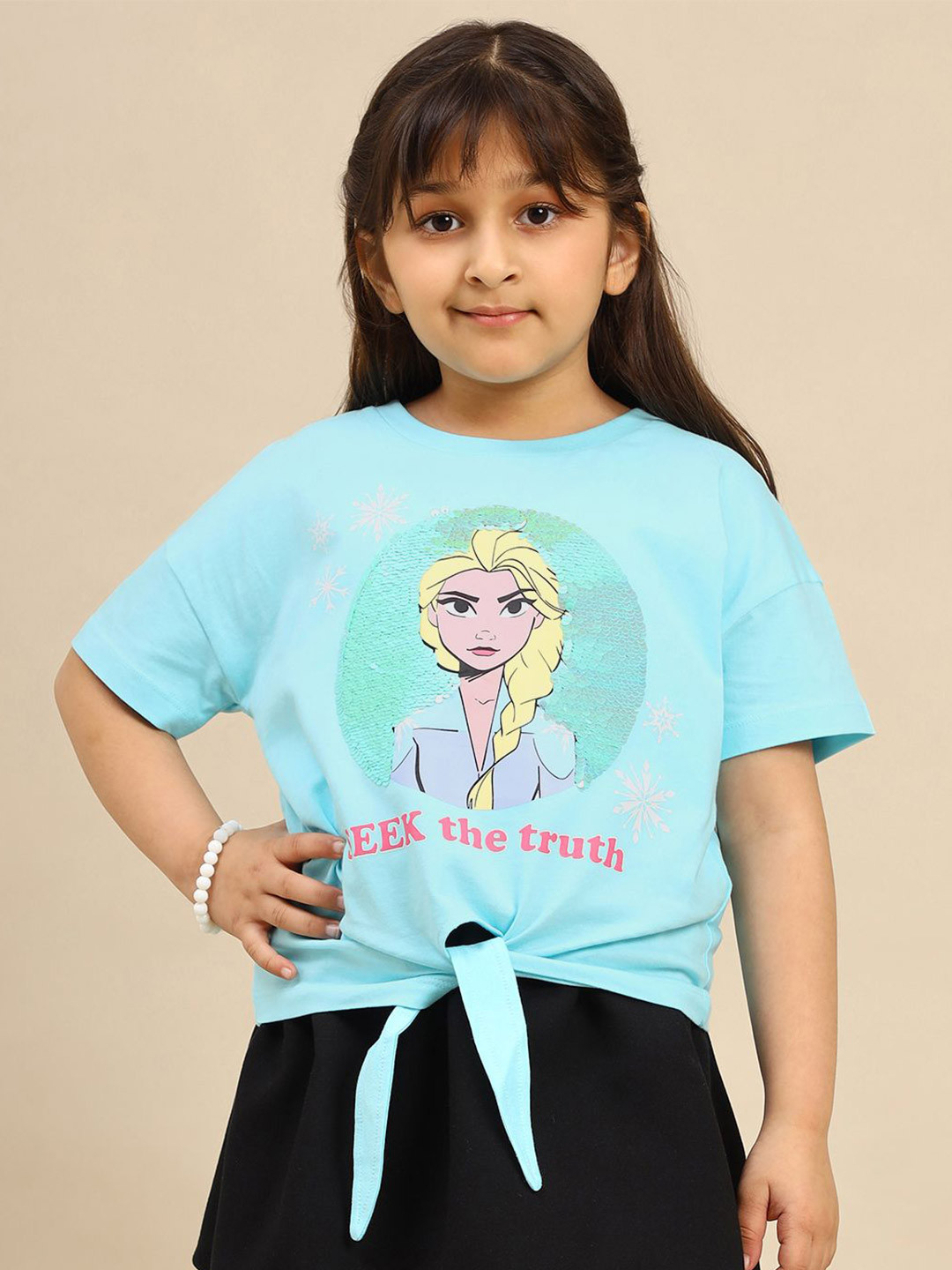Kids Ville Frozen Printed Pure Cotton Short Sleeve Boxy fit T-Shirt