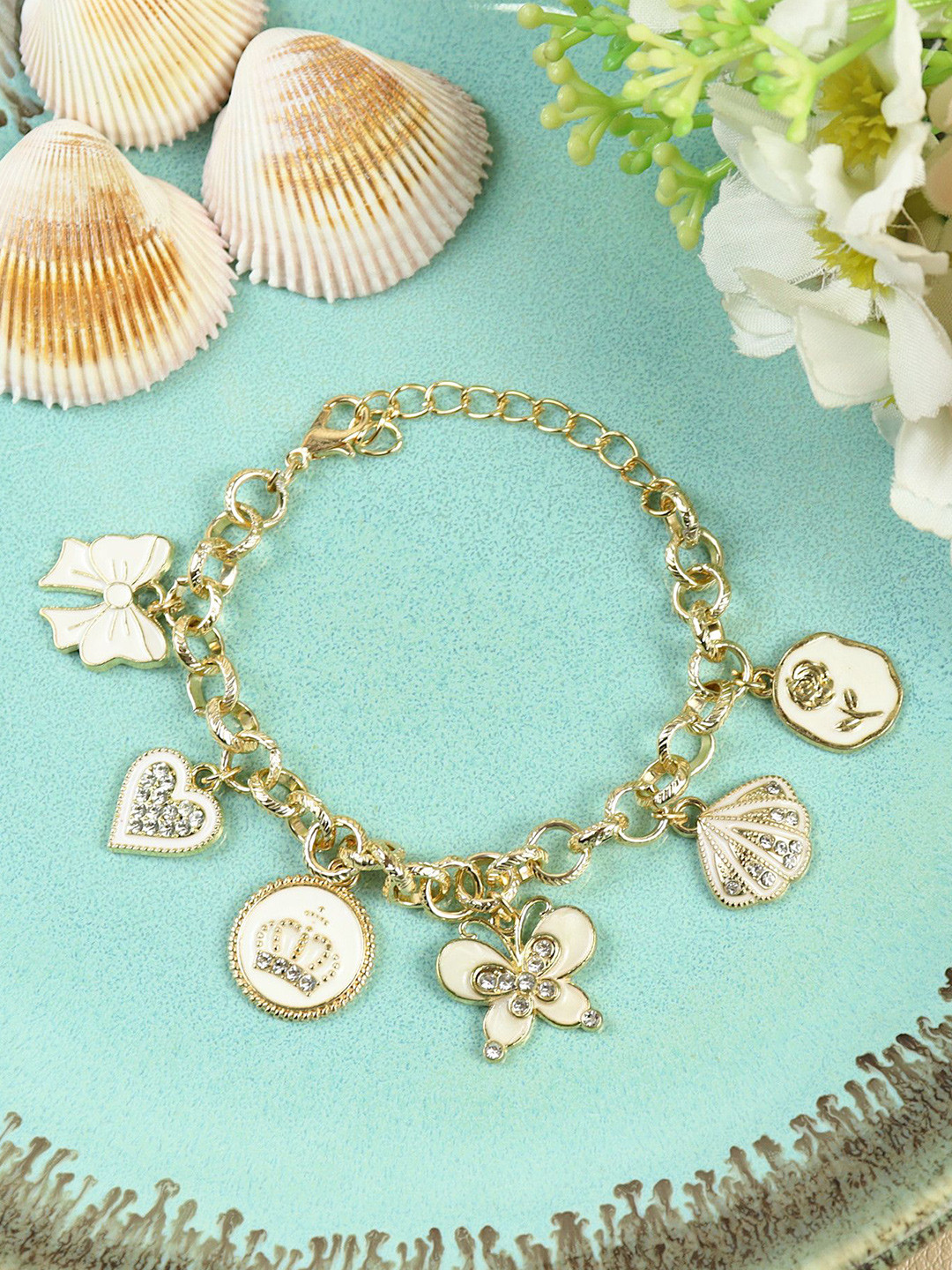 Asthetika Kids Girls Butterfly Heart Charm Bracelet