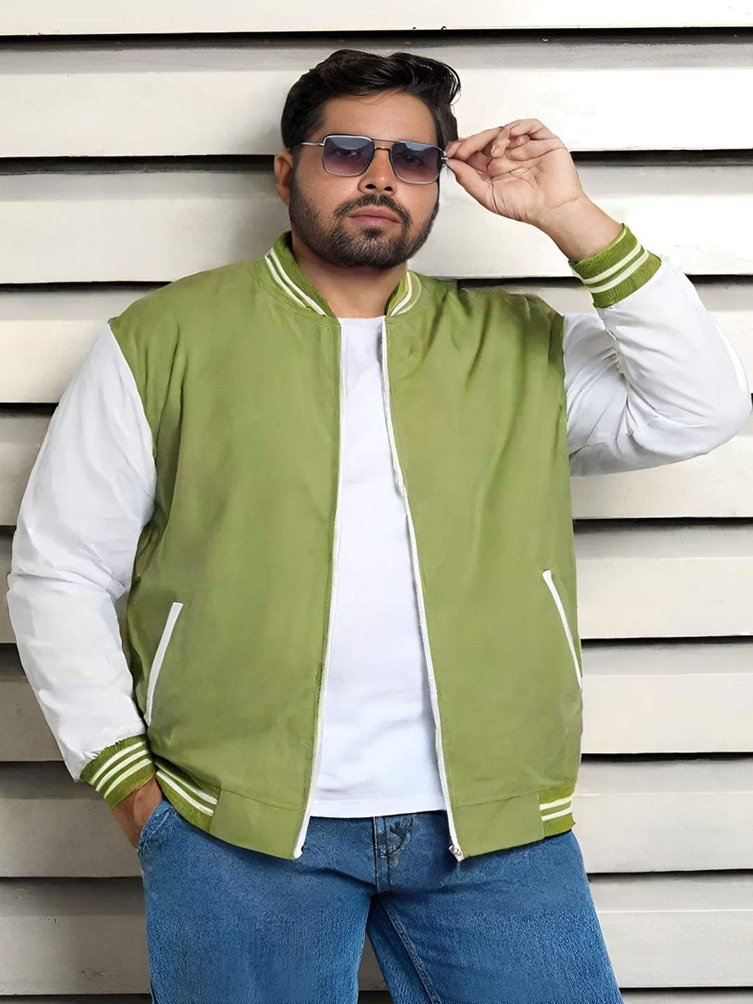 MAYKR Men Colourblocked Polyester Windcheater Bomber Jacket