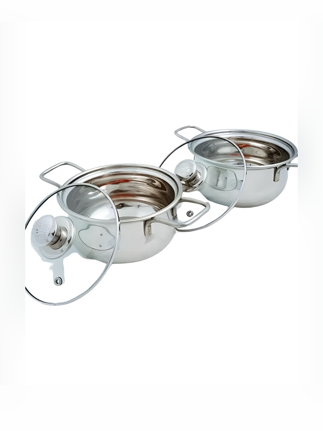 Crest Innovative Lives Silver-Toned 2 Pieces Stainless Steel Serving Handi With Lid