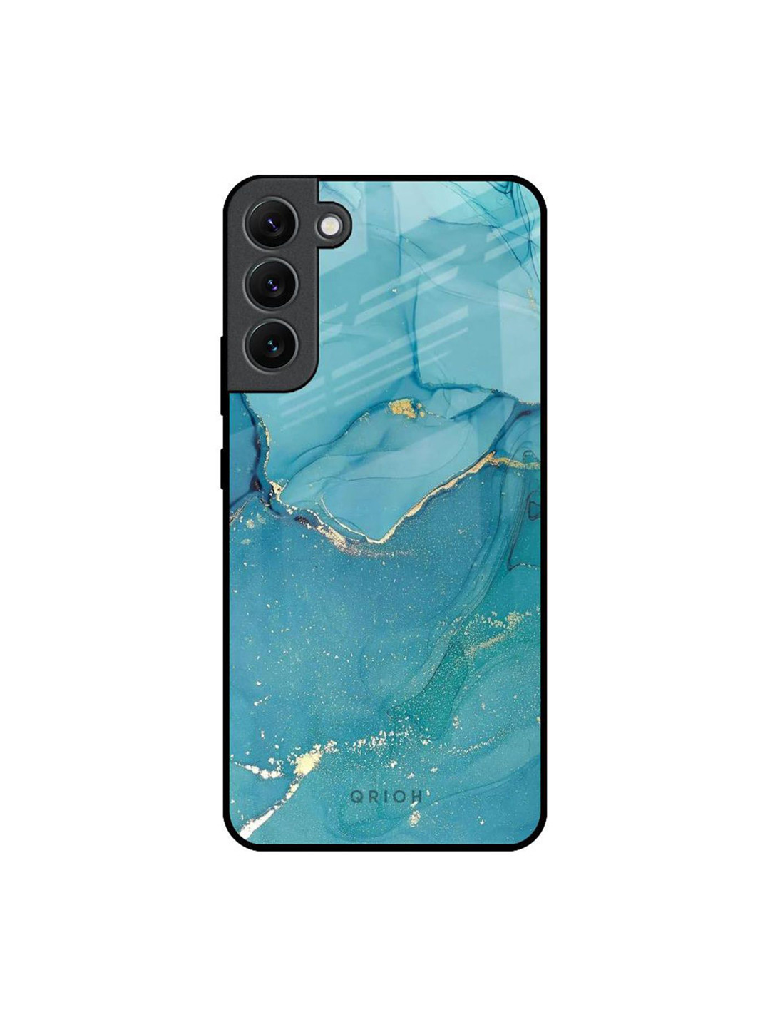 QRIOH Blue Golden Glitter Real Printed Samsung Galaxy S22 Plus Back Case