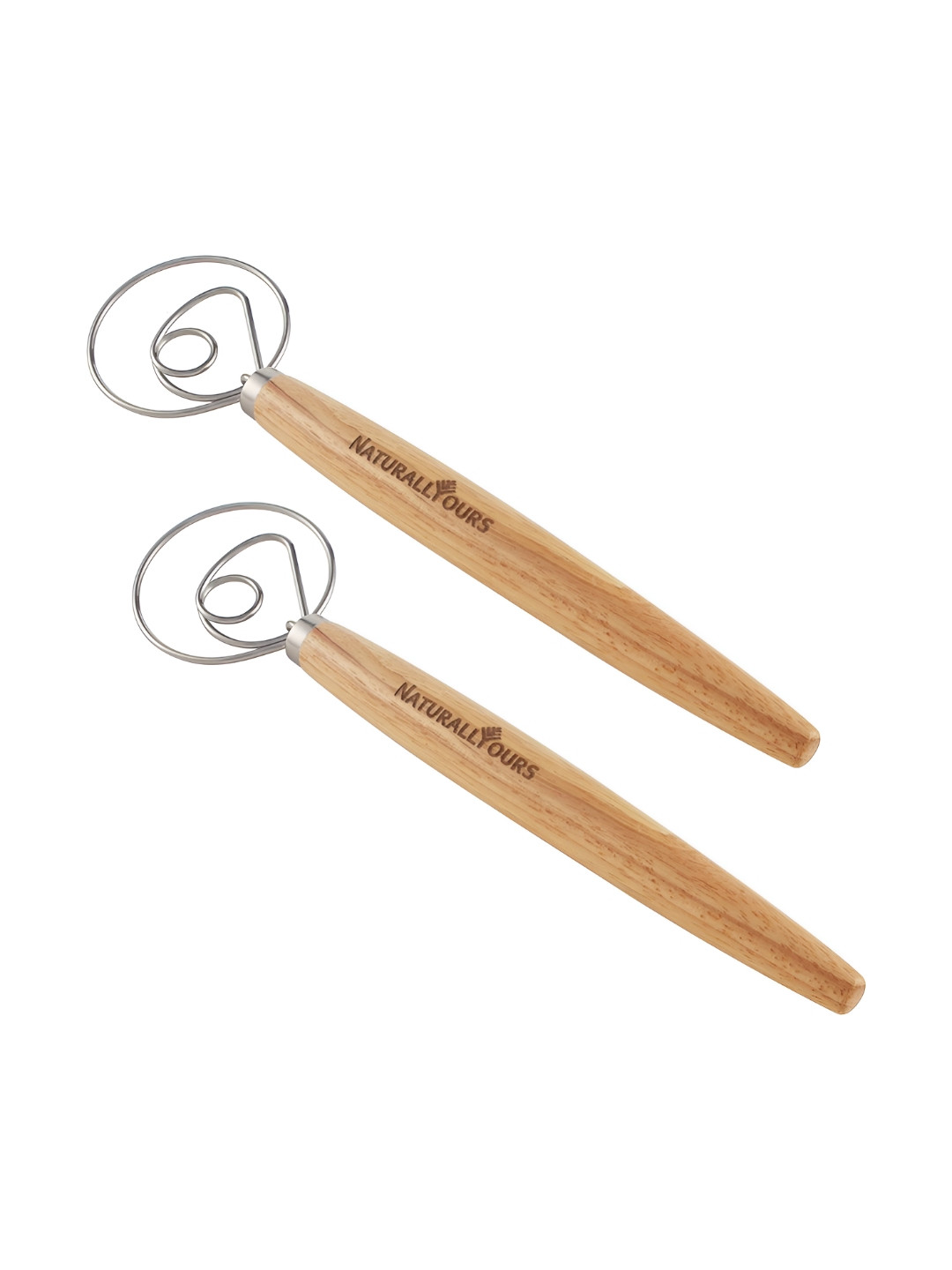 NATURALLY YOURS 2Pcs Brown Wooden Appliances Flour Mixer